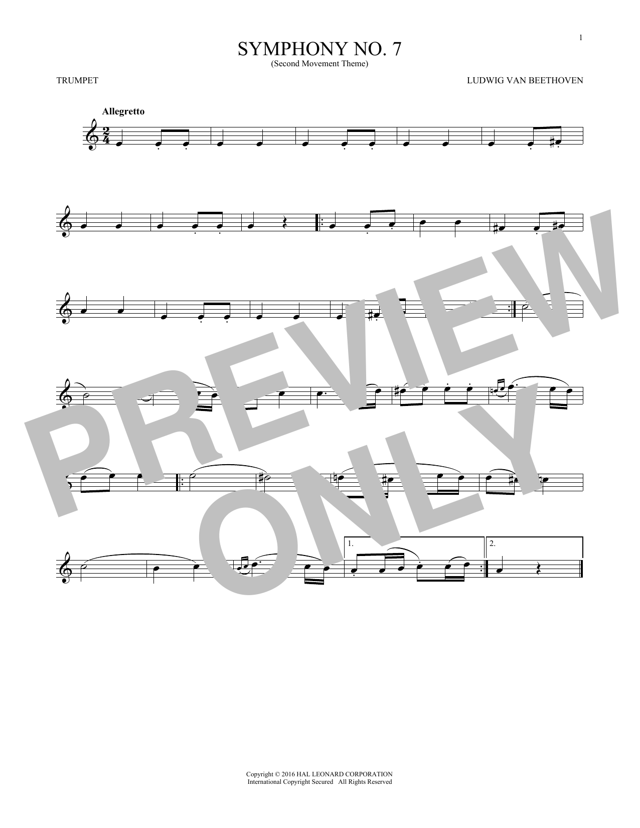 Symphony No. 7 In A Major, Second Movement (Allegretto) Symphony No. 7 In A Major, Second Movement (Allegretto)
