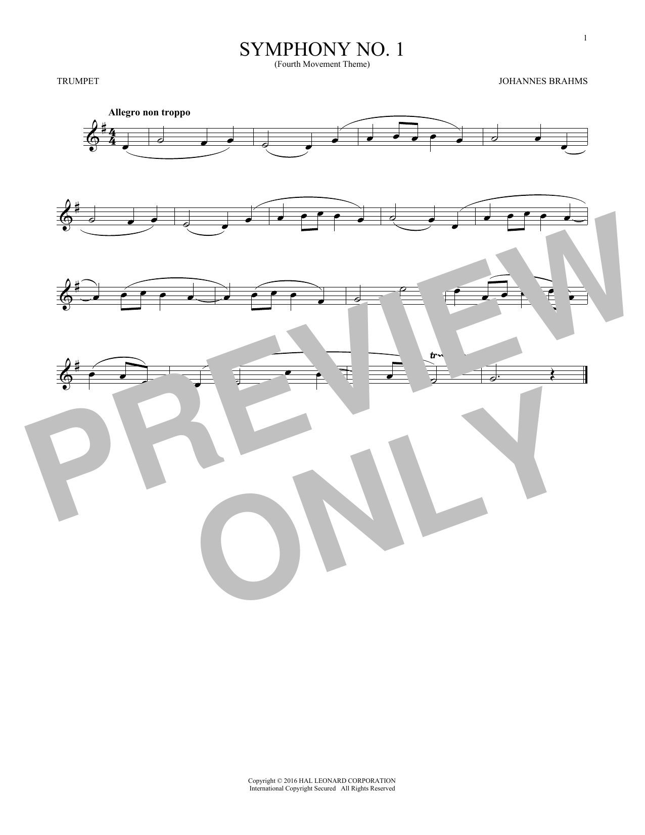 Symphony No. 1 In C Minor, Fourth Movement Excerpt Symphony No. 1 In C Minor, Fourth Movement Excerpt