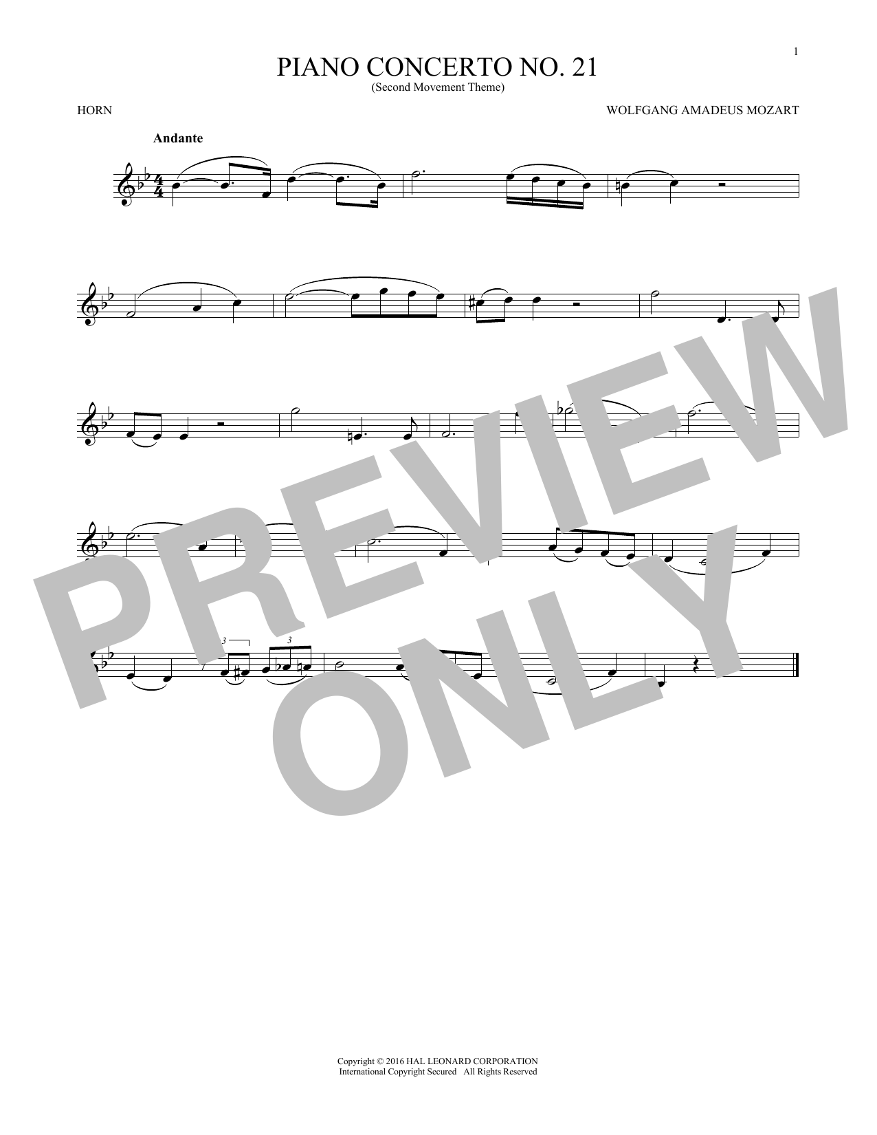 Piano Concerto No. 21 In C Major (“Elvira Madigan”), Second Movement Excerpt Piano Concerto No. 21 In C Major (“Elvira Madigan”), Second Movement Excerpt