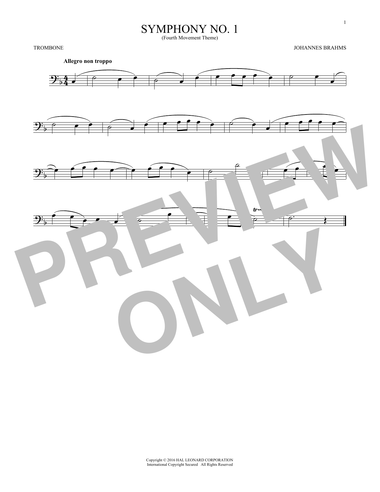 Symphony No. 1 In C Minor, Fourth Movement Excerpt Symphony No. 1 In C Minor, Fourth Movement Excerpt
