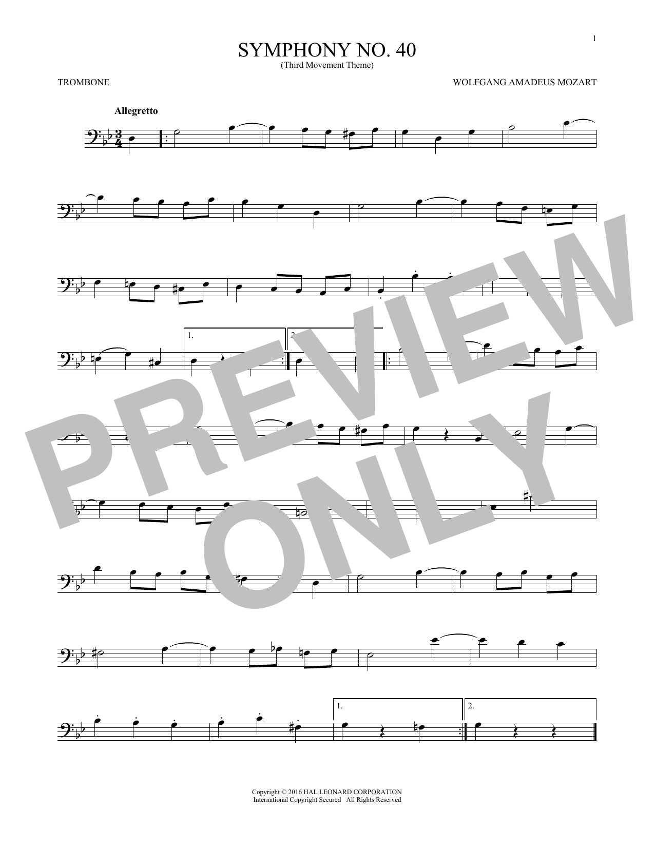 Symphony No. 40 In G Minor, Third Movement (“Minuet”) Symphony No. 40 In G Minor, Third Movement (“Minuet”)