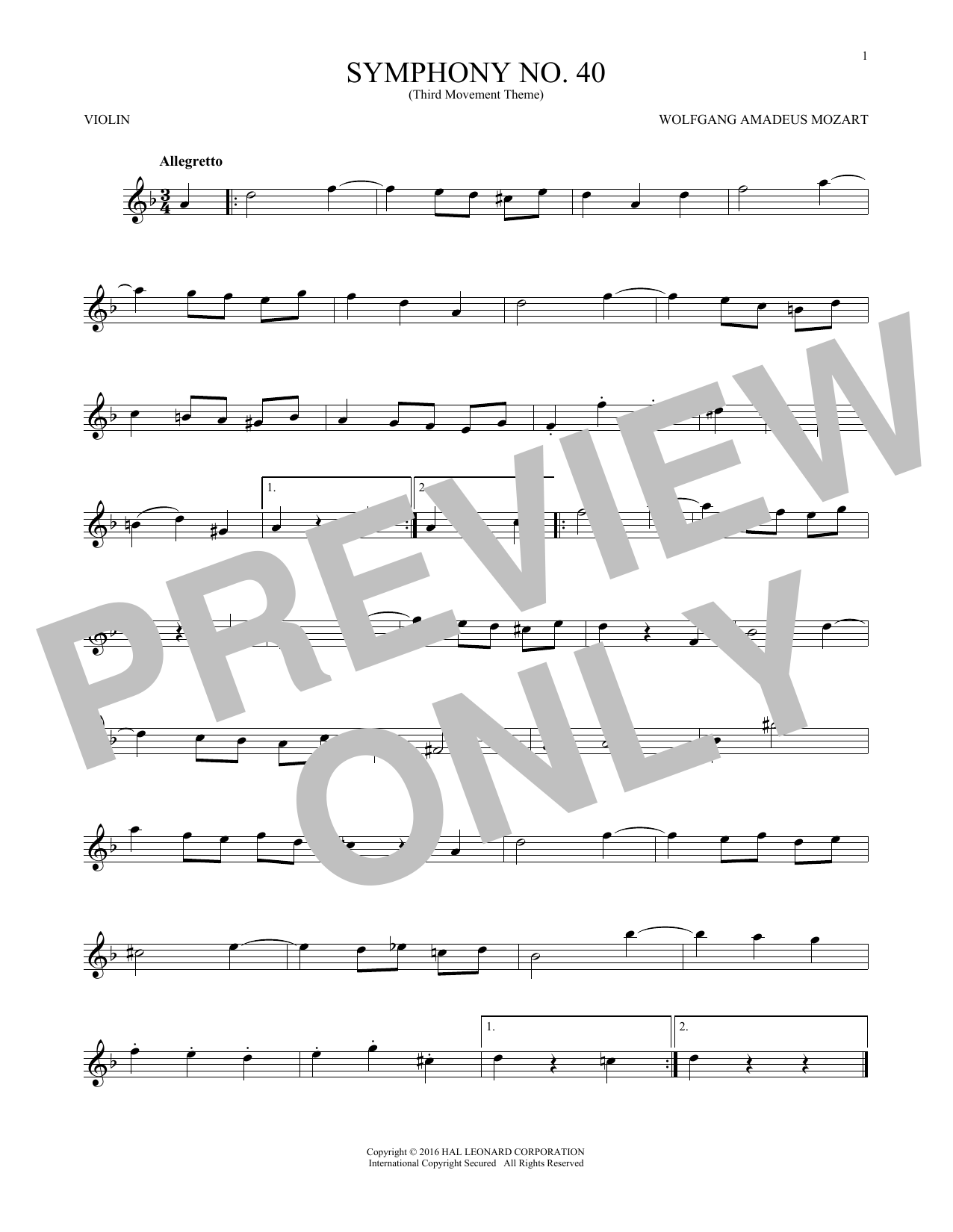 Symphony No. 40 In G Minor, Third Movement (“Minuet”) Symphony No. 40 In G Minor, Third Movement (“Minuet”)