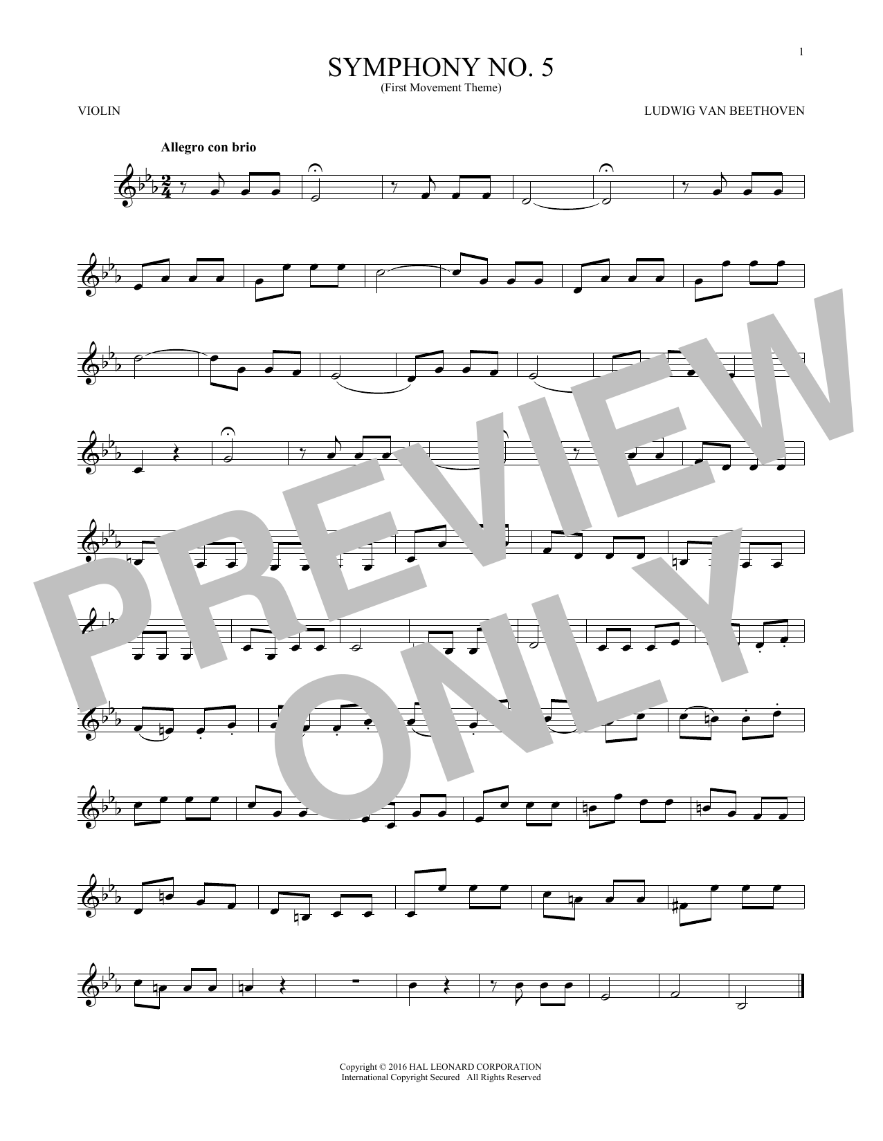 Symphony No. 5 In C Minor, First Movement Excerpt Symphony No. 5 In C Minor, First Movement Excerpt