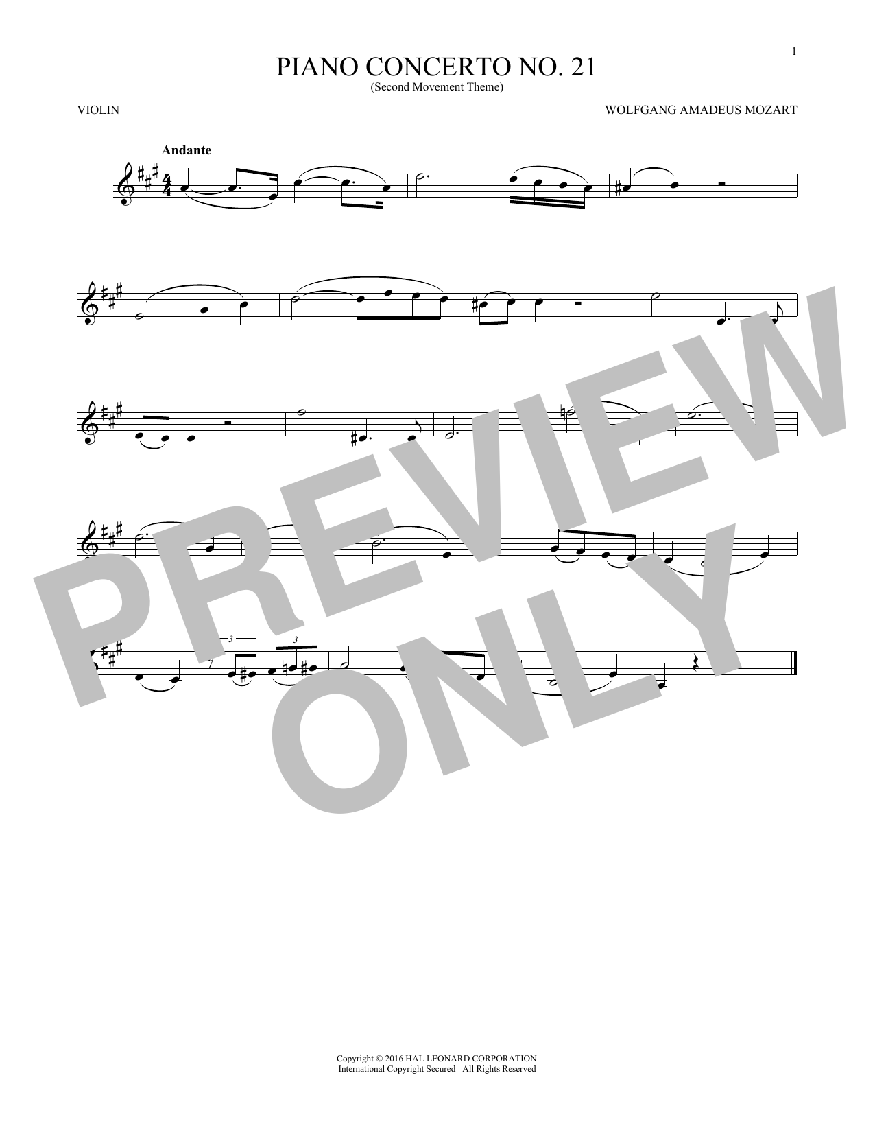 Piano Concerto No. 21 In C Major (“Elvira Madigan”), Second Movement Excerpt Piano Concerto No. 21 In C Major (“Elvira Madigan”), Second Movement Excerpt