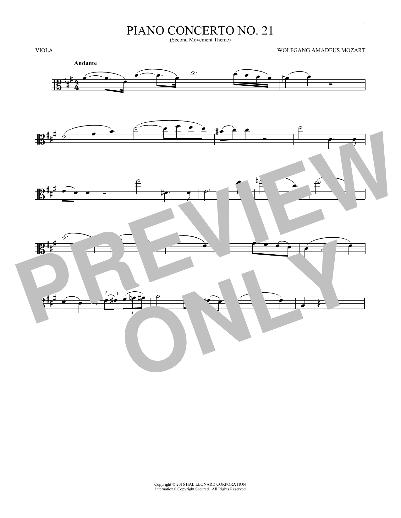 Piano Concerto No. 21 In C Major (“Elvira Madigan”), Second Movement Excerpt Piano Concerto No. 21 In C Major (“Elvira Madigan”), Second Movement Excerpt