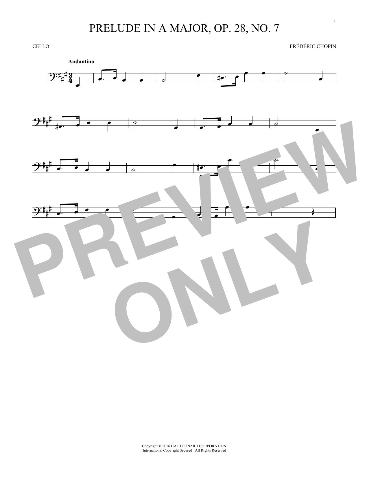 Prelude In A Major, Op. 28, No. 7 Prelude In A Major, Op. 28, No. 7