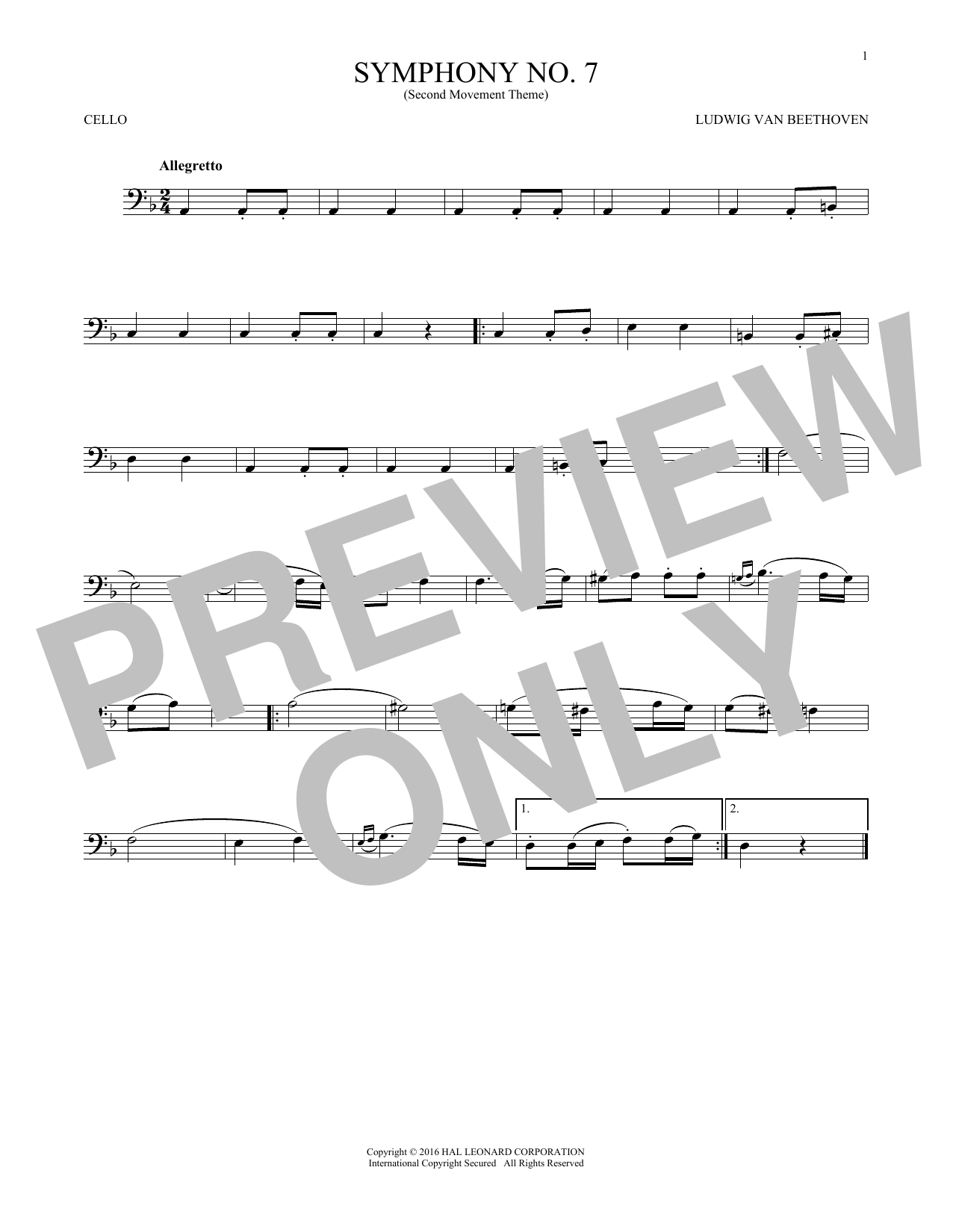 Symphony No. 7 In A Major, Second Movement (Allegretto) Symphony No. 7 In A Major, Second Movement (Allegretto)