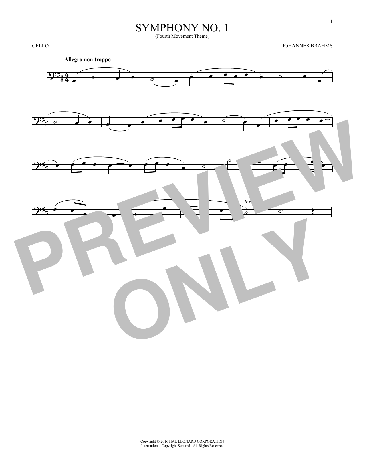 Symphony No. 1 In C Minor, Fourth Movement Excerpt Symphony No. 1 In C Minor, Fourth Movement Excerpt