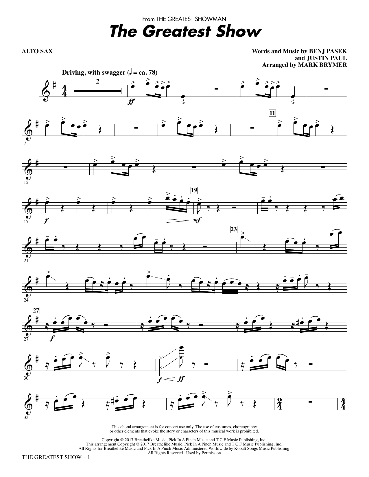 The Greatest Show – Alto Sax The Greatest Show – Alto Sax