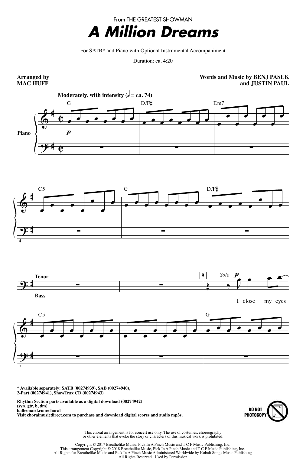 A Million Dreams (from The Greatest Showman) (arr. Mac Huff)