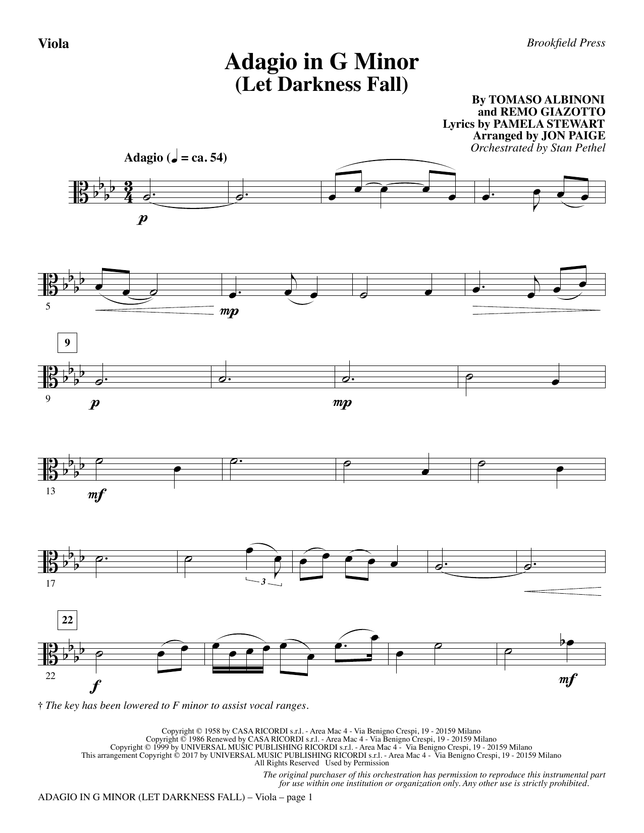 Adagio In G Minor (Let Darkness Fall) – Viola Adagio In G Minor (Let Darkness Fall) – Viola