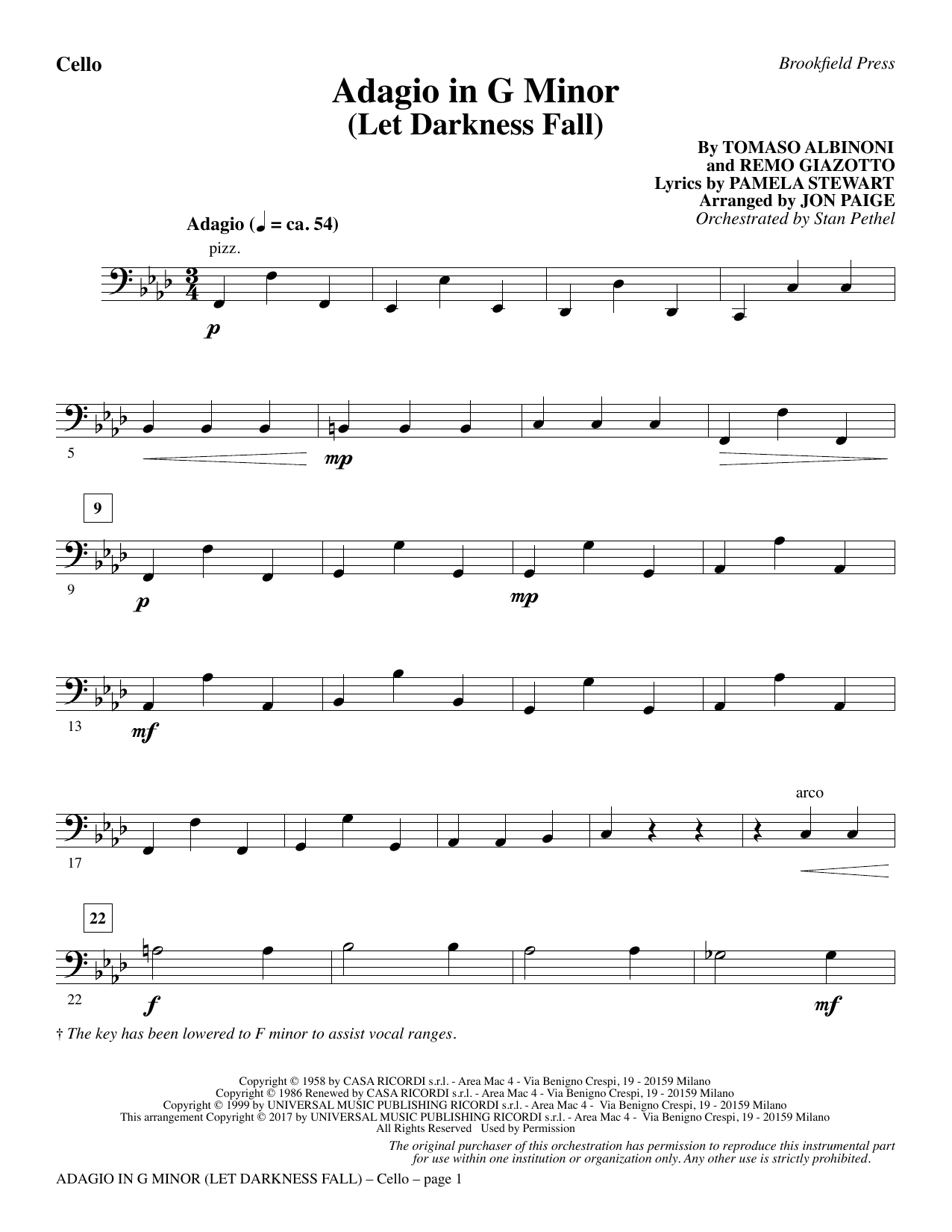 Adagio In G Minor (Let Darkness Fall) – Cello Adagio In G Minor (Let Darkness Fall) – Cello