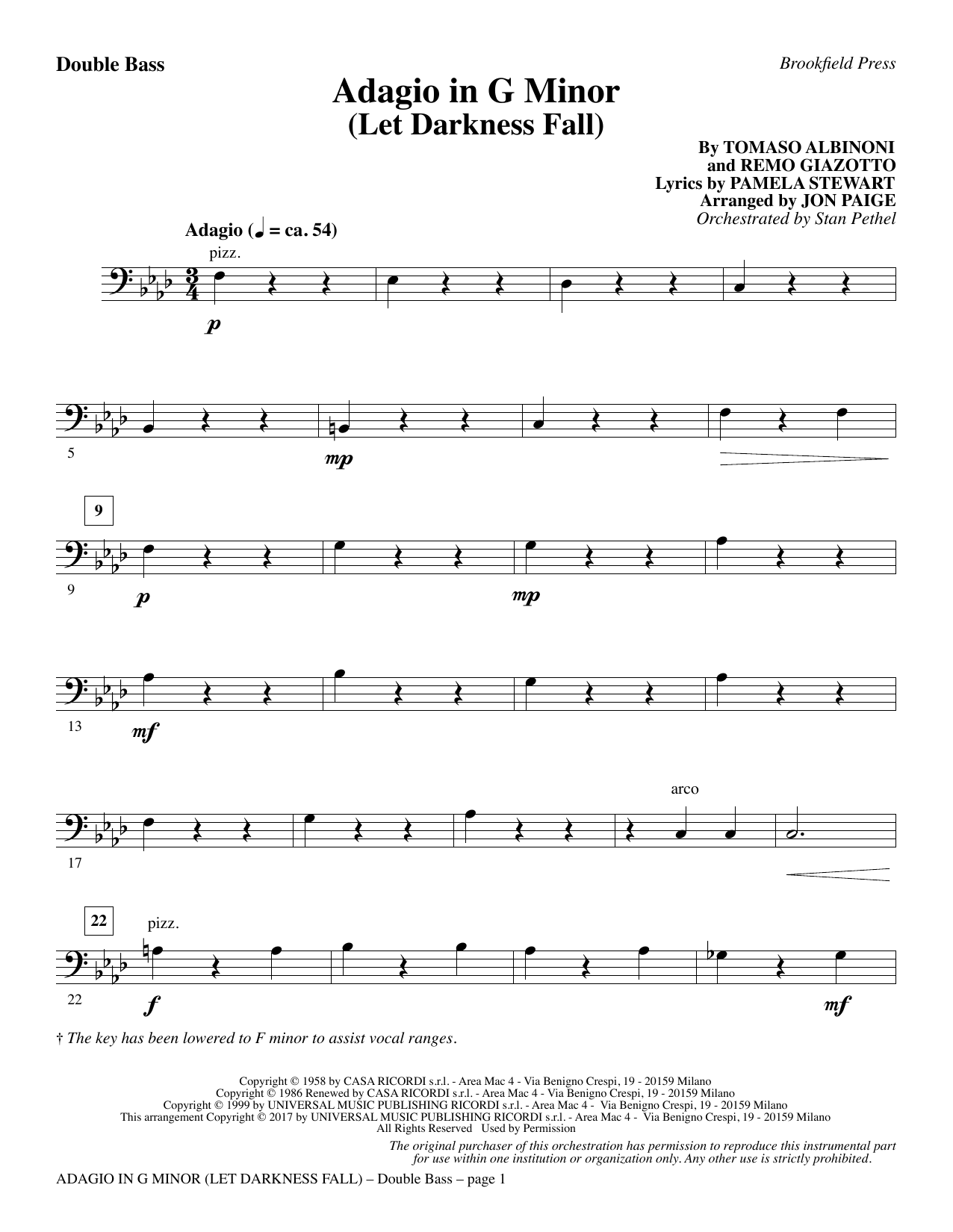 Adagio In G Minor (Let Darkness Fall) – Double Bass Adagio In G Minor (Let Darkness Fall) – Double Bass