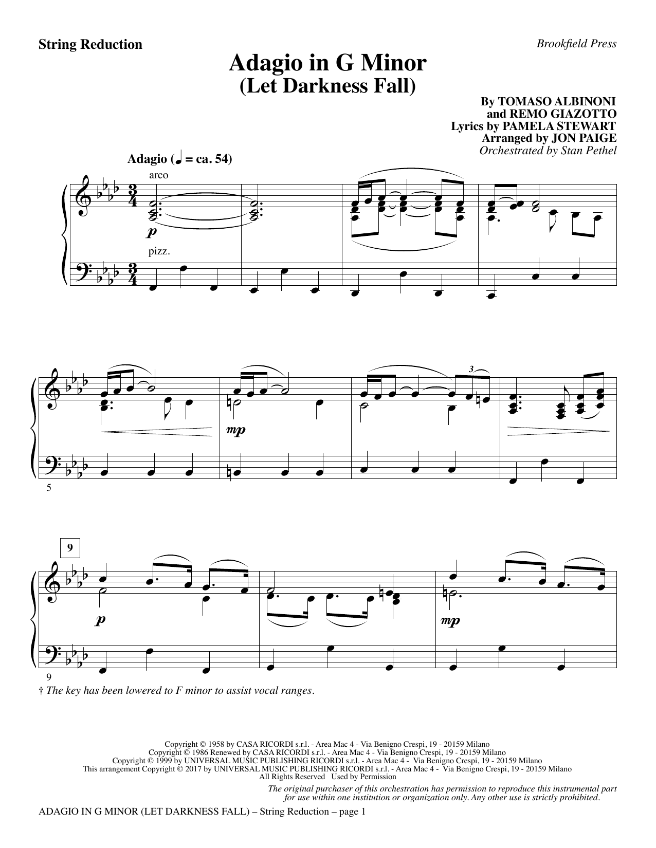 Adagio In G Minor (Let Darkness Fall) – Keyboard String Reduction Adagio In G Minor (Let Darkness Fall) – Keyboard String Reduction
