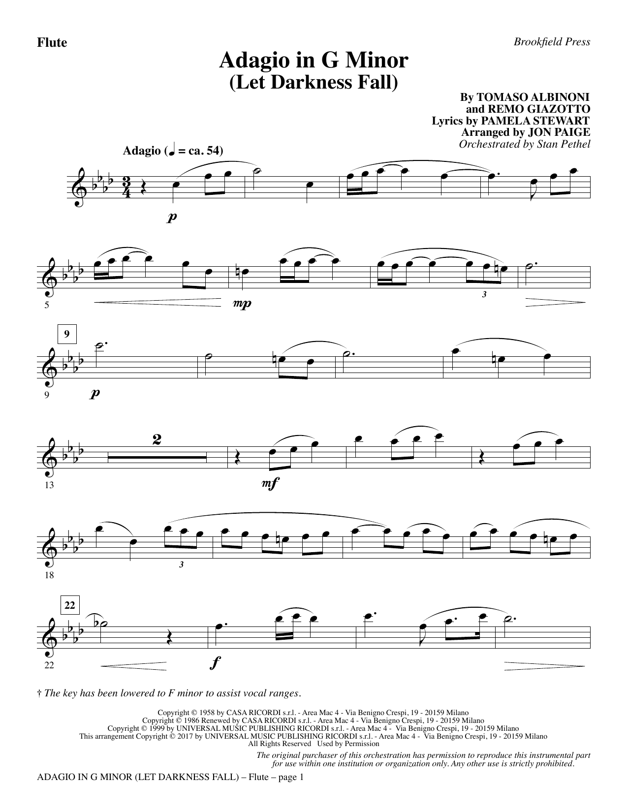 Adagio In G Minor (Let Darkness Fall) – Flute Adagio In G Minor (Let Darkness Fall) – Flute