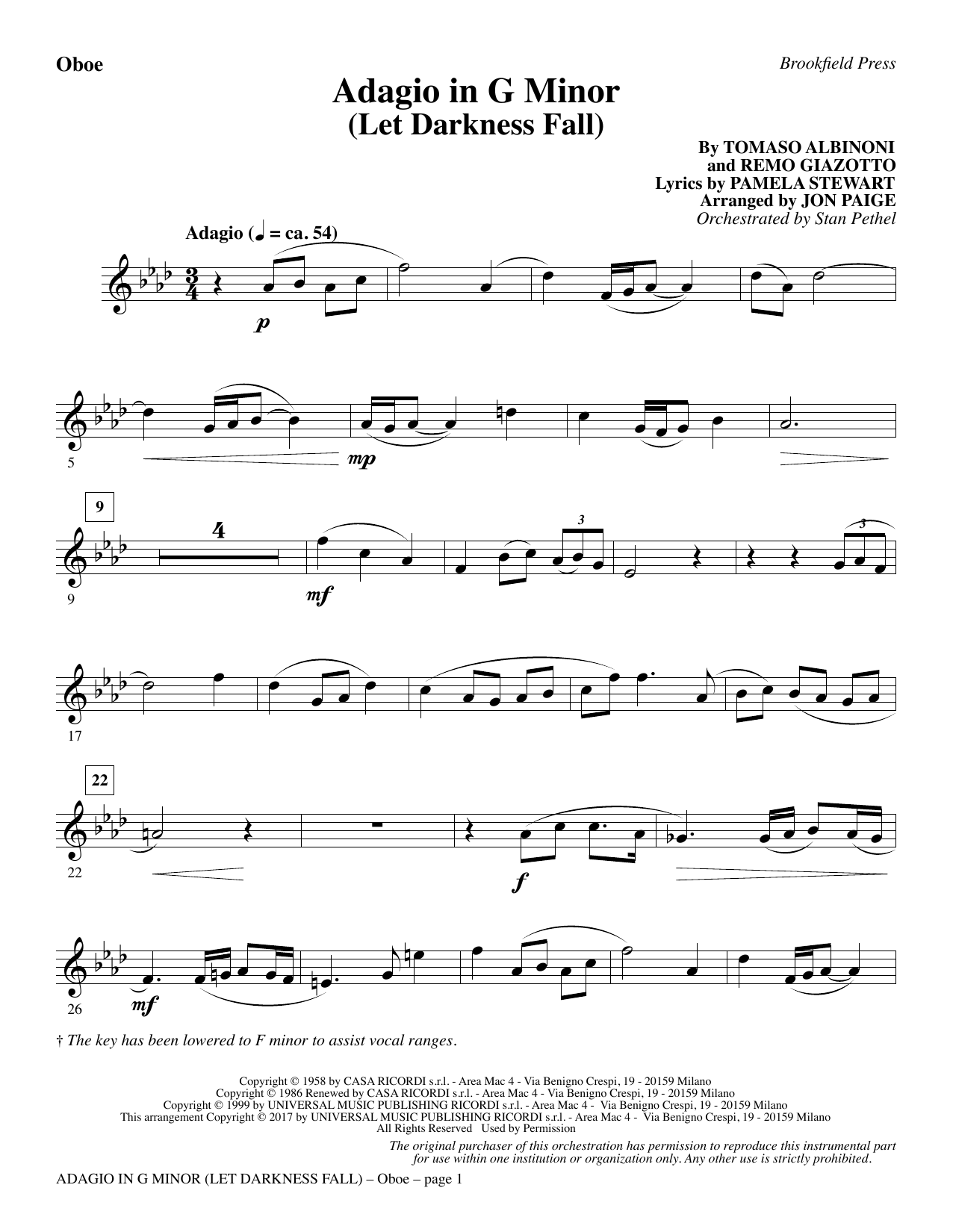Adagio In G Minor (Let Darkness Fall) – Oboe Adagio In G Minor (Let Darkness Fall) – Oboe