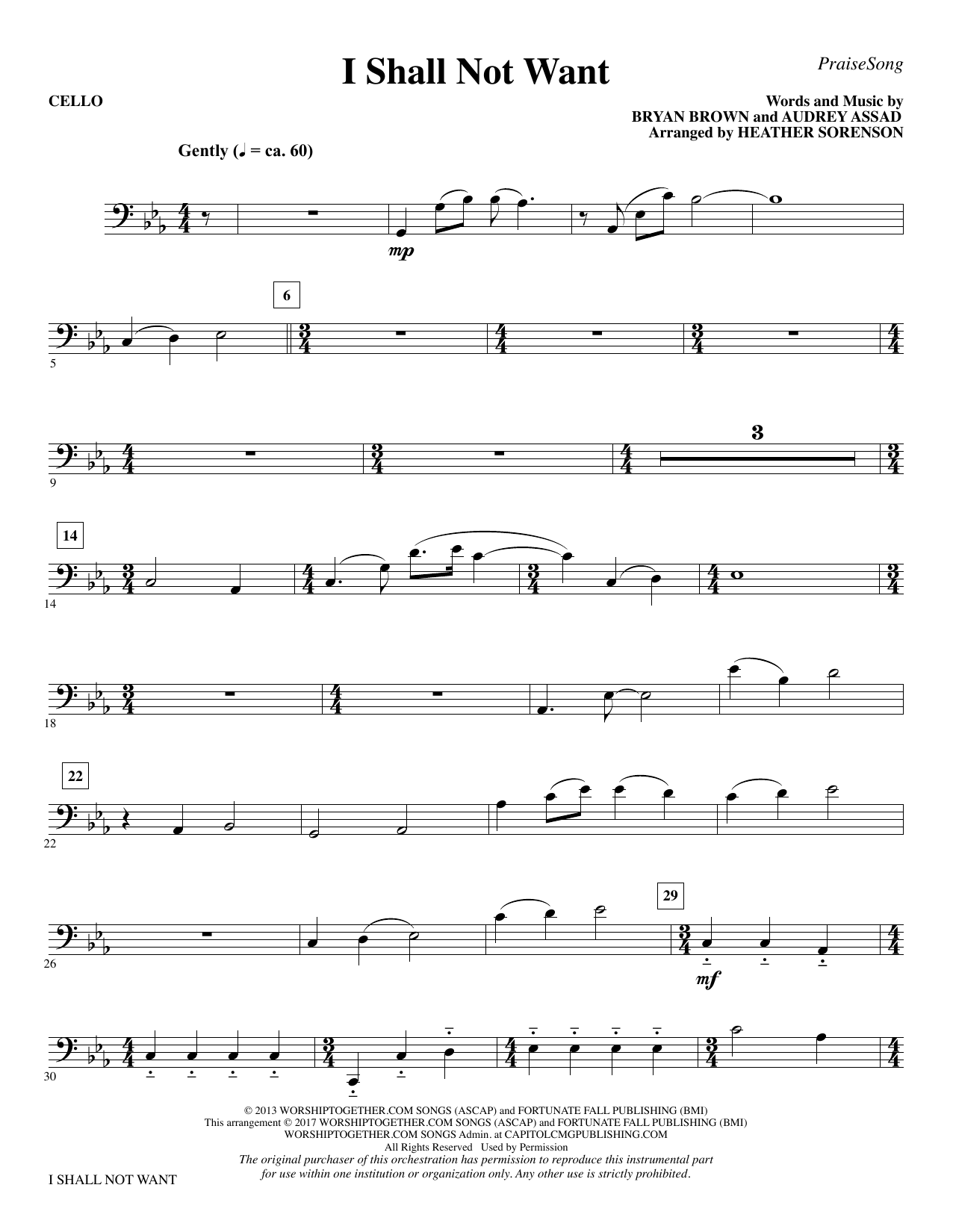 I Shall Not Want – Cello I Shall Not Want – Cello