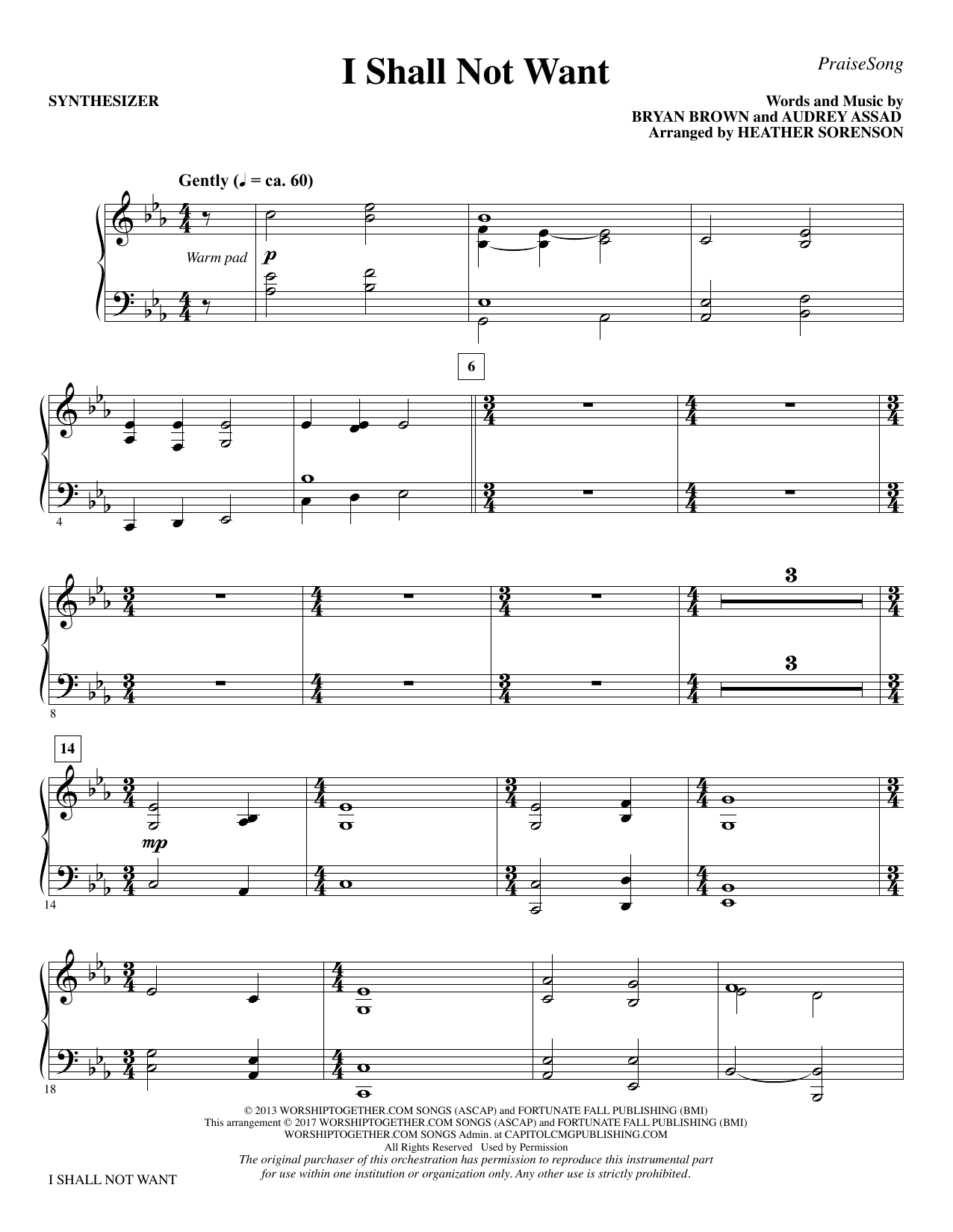 I Shall Not Want – Synthesizer I Shall Not Want – Synthesizer