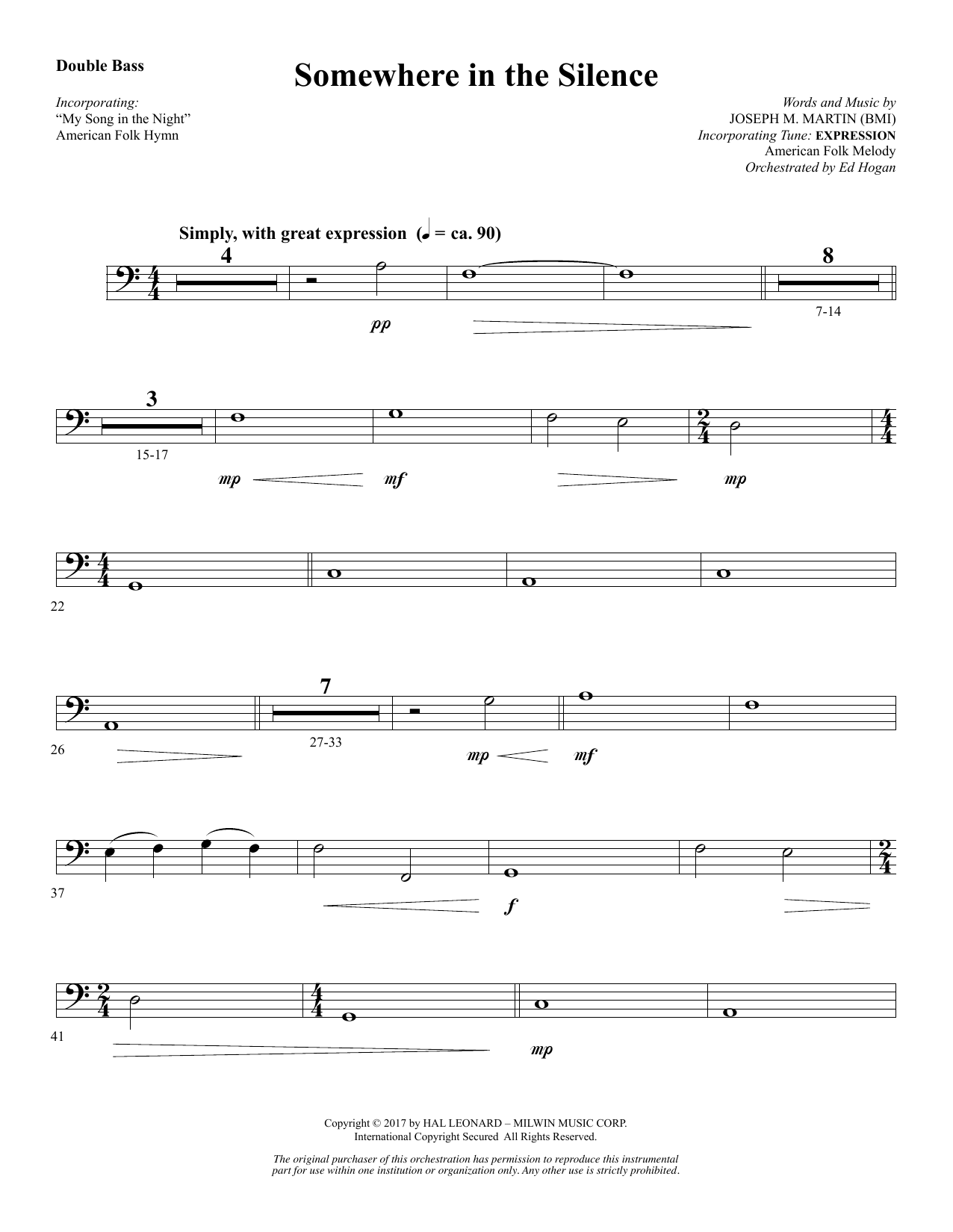 Somewhere in the Silence – Double Bass Somewhere in the Silence – Double Bass