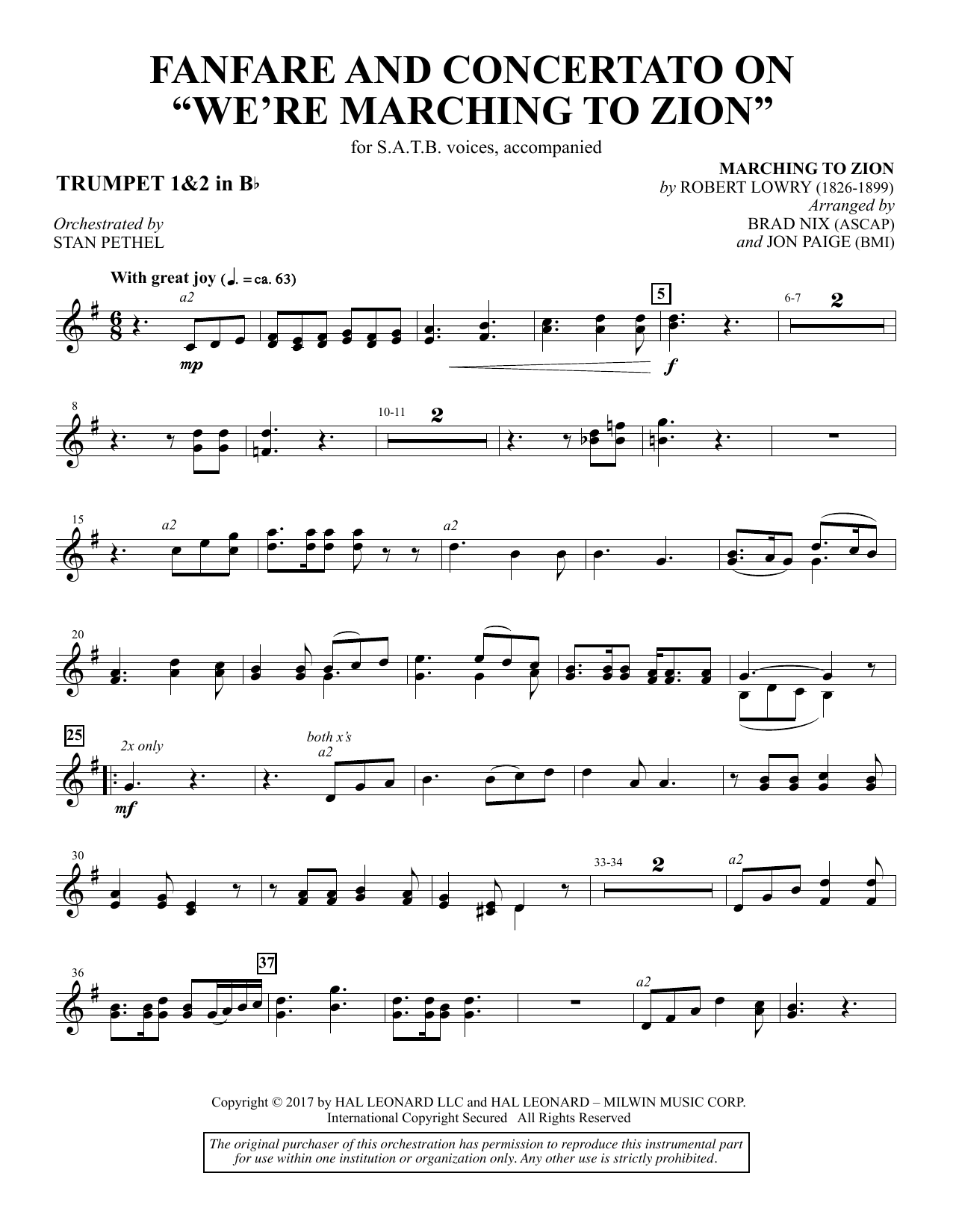 Fanfare and Concertato on “We’re Marching to Zion” – Bb Trumpet 1,2 Fanfare and Concertato on “We’re Marching to Zion” – Bb Trumpet 1,2