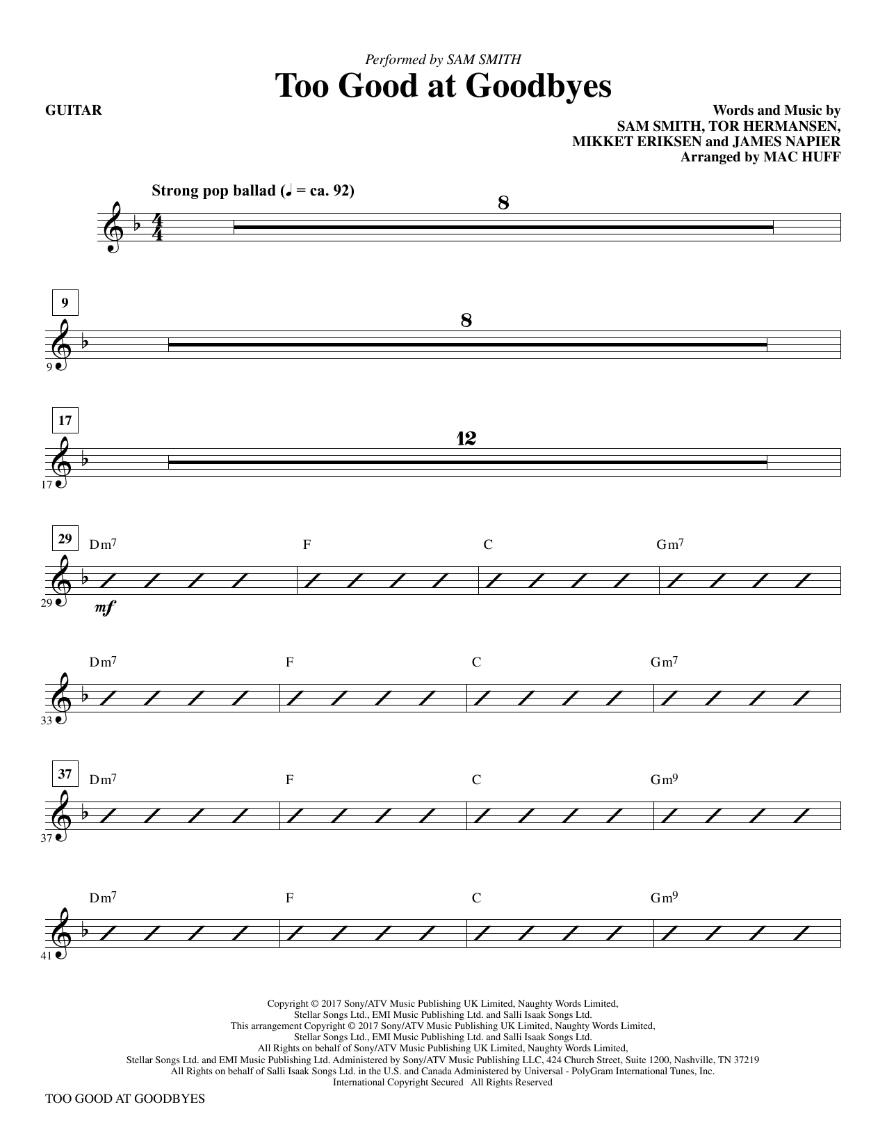 Too Good at Goodbyes – Guitar Too Good at Goodbyes – Guitar