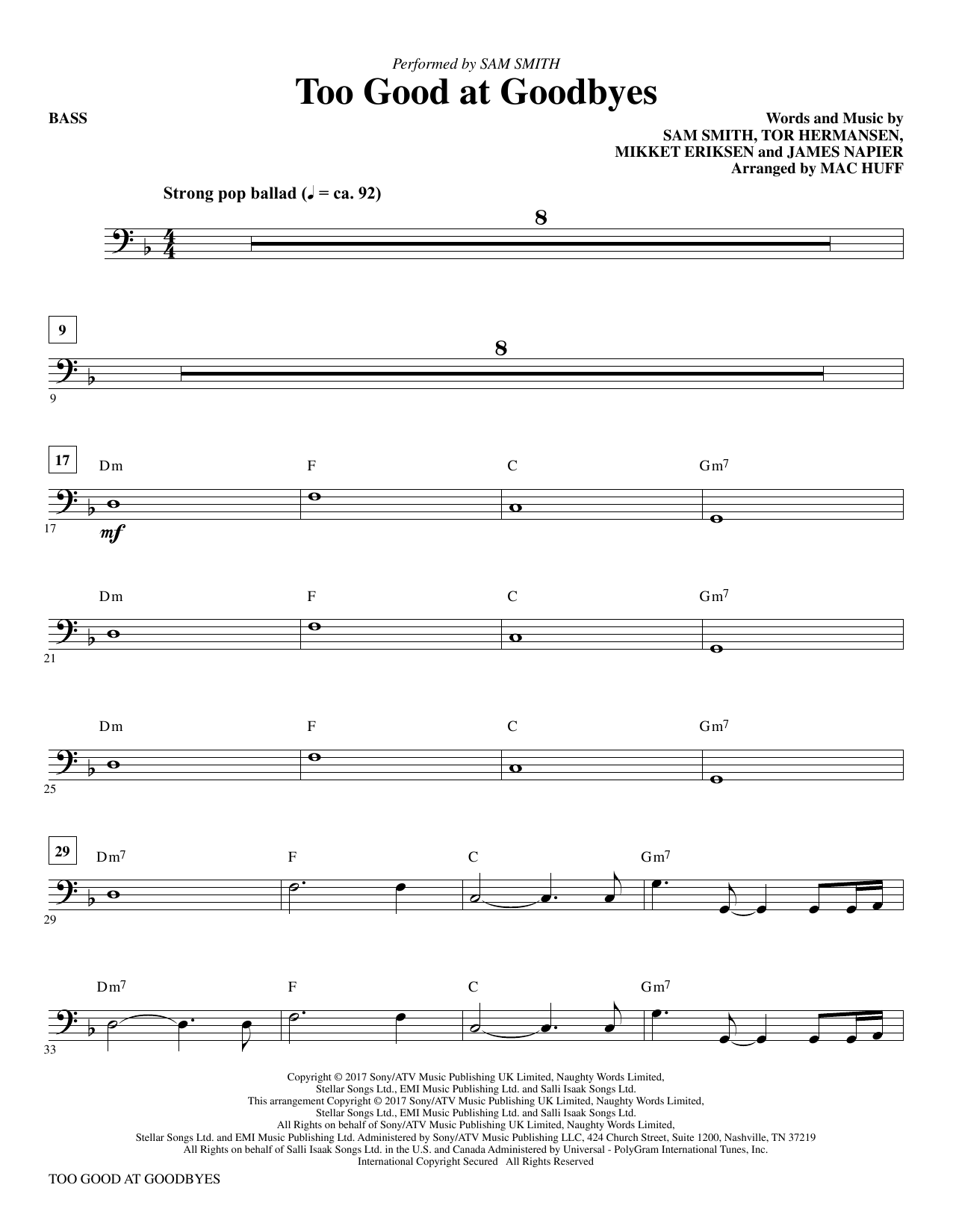 Too Good at Goodbyes – Bass Too Good at Goodbyes – Bass
