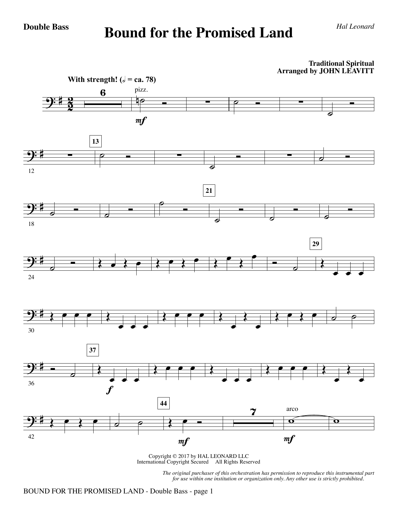 Bound for the Promised Land – Double Bass Bound for the Promised Land – Double Bass