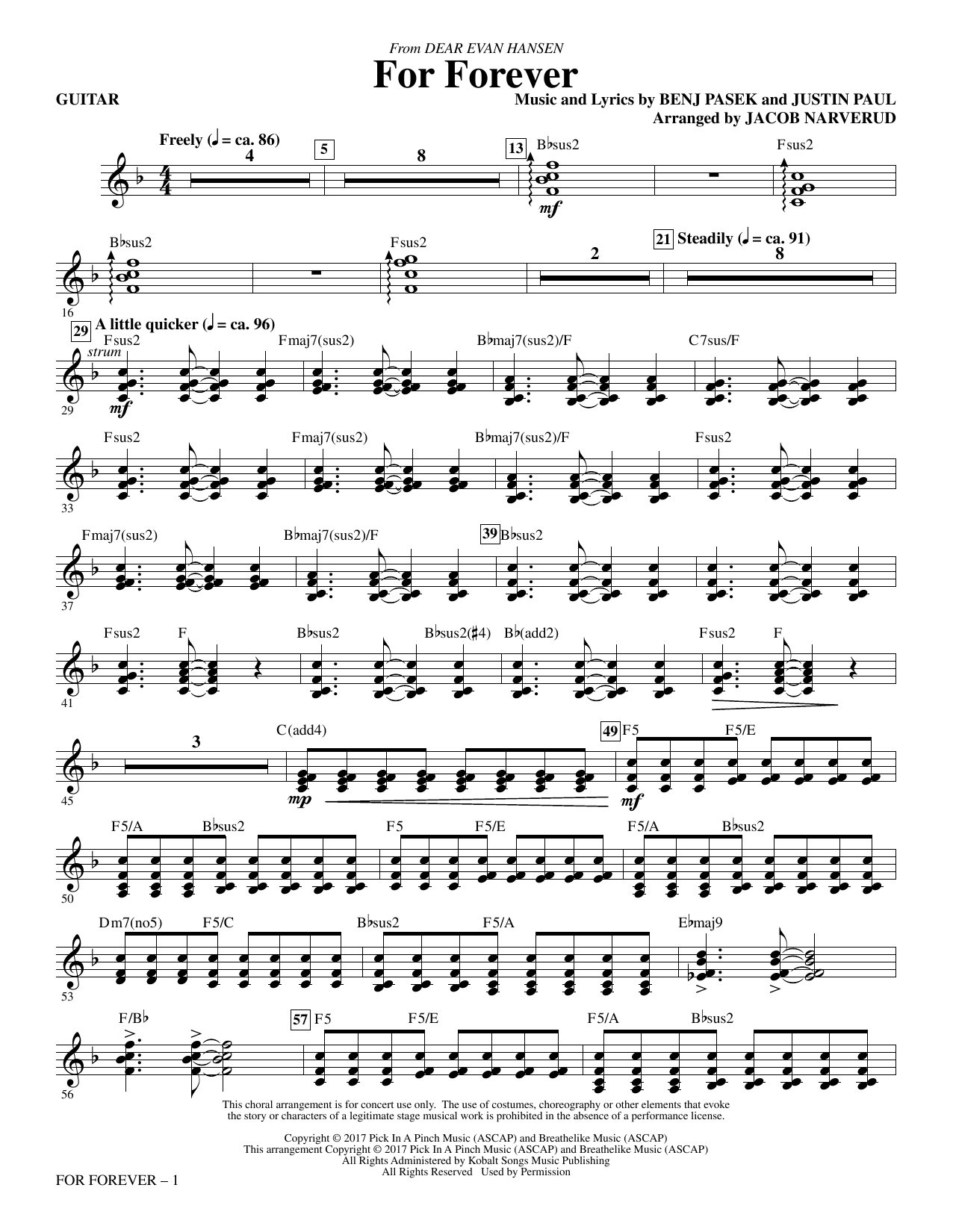 For Forever (from Dear Evan Hansen) (arr. Jacob Narverud) – Guitar For Forever (from Dear Evan Hansen) (arr. Jacob Narverud) – Guitar