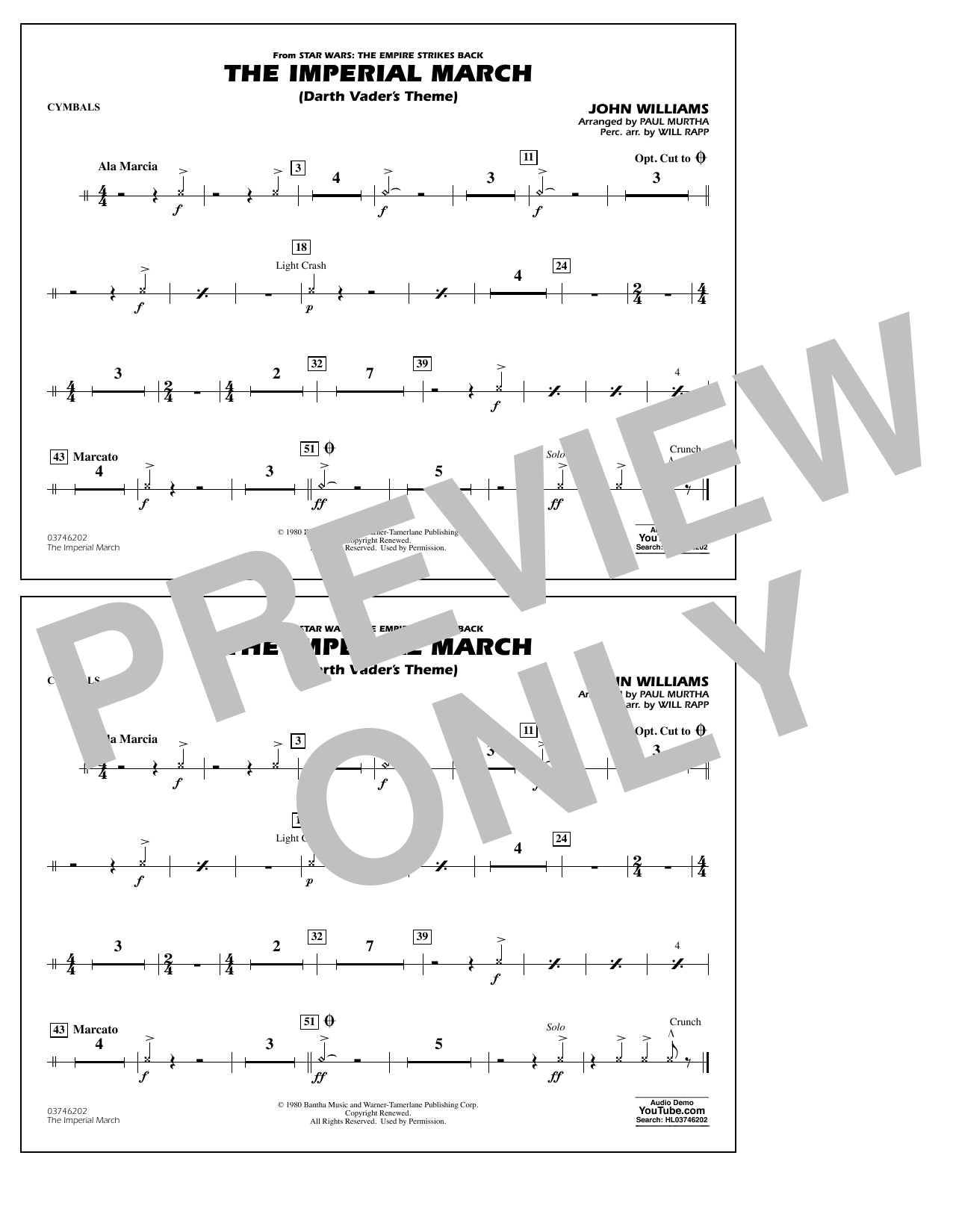 The Imperial March (Darth Vader’s Theme) – Cymbals The Imperial March (Darth Vader’s Theme) – Cymbals