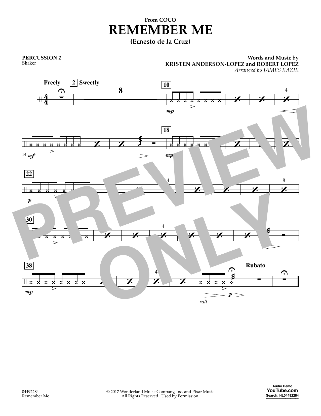 Remember Me (from Coco) (arr. James Kazik) – Percussion 2 Remember Me (from Coco) (arr. James Kazik) – Percussion 2