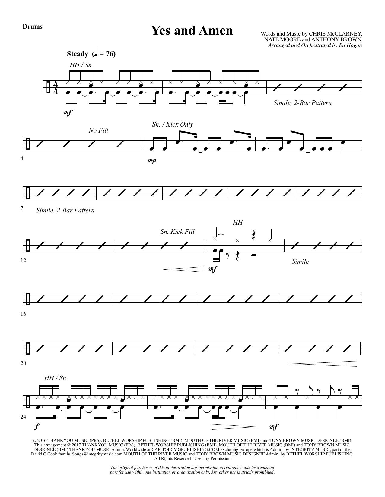 Yes and Amen – Drums Yes and Amen – Drums