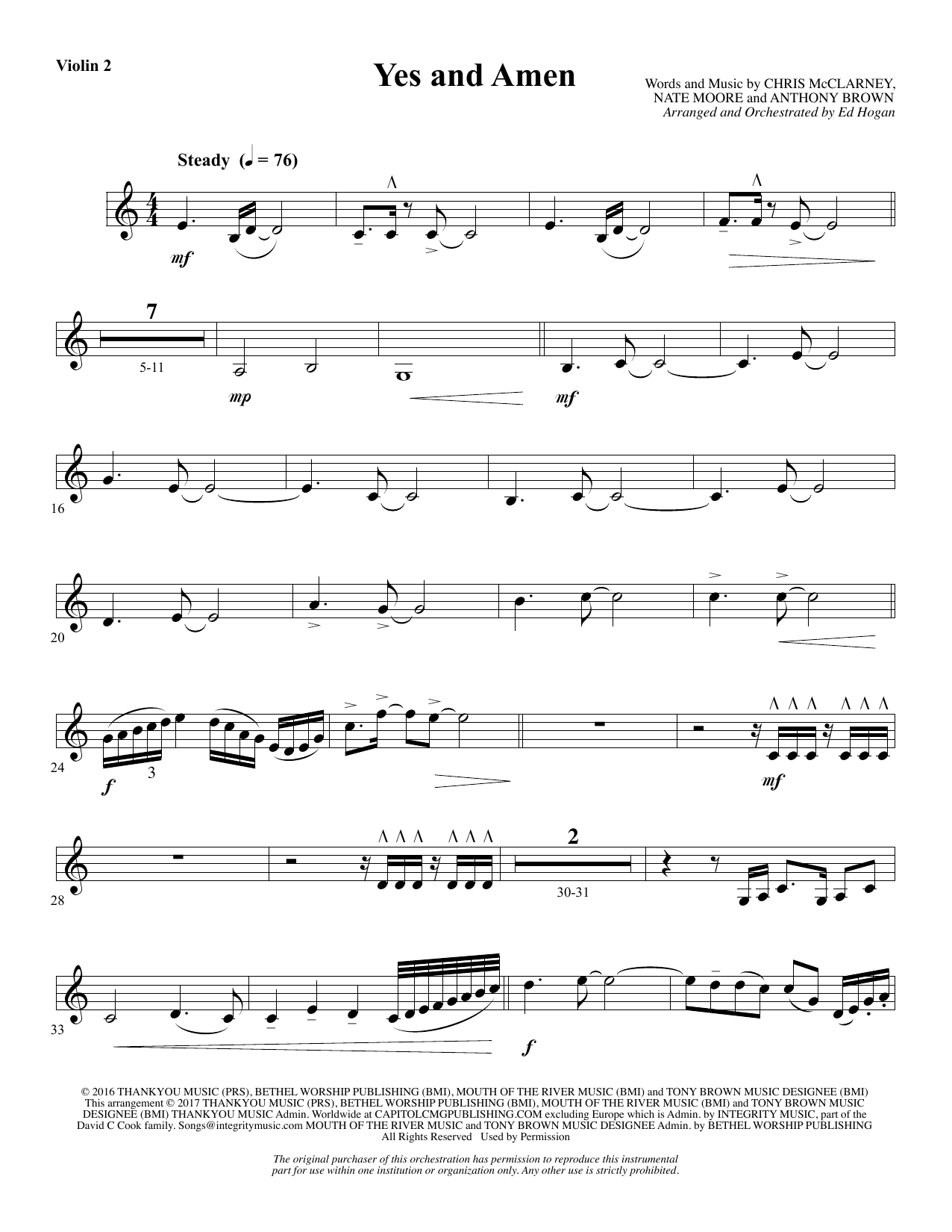 Yes and Amen – Violin 2 Yes and Amen – Violin 2
