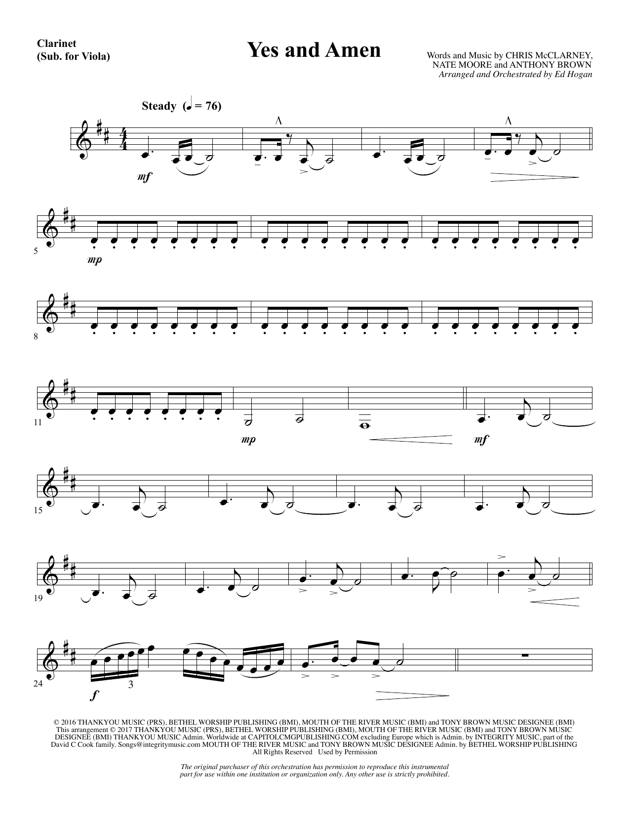 Yes and Amen – Clarinet (sub Viola) Yes and Amen – Clarinet (sub Viola)