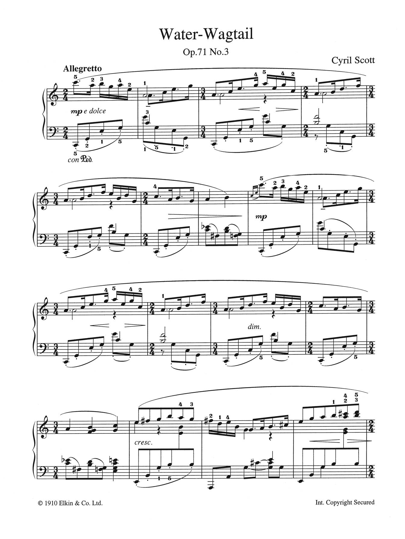 Water-Wagtail Op. 71 No. 3 Water-Wagtail Op. 71 No. 3