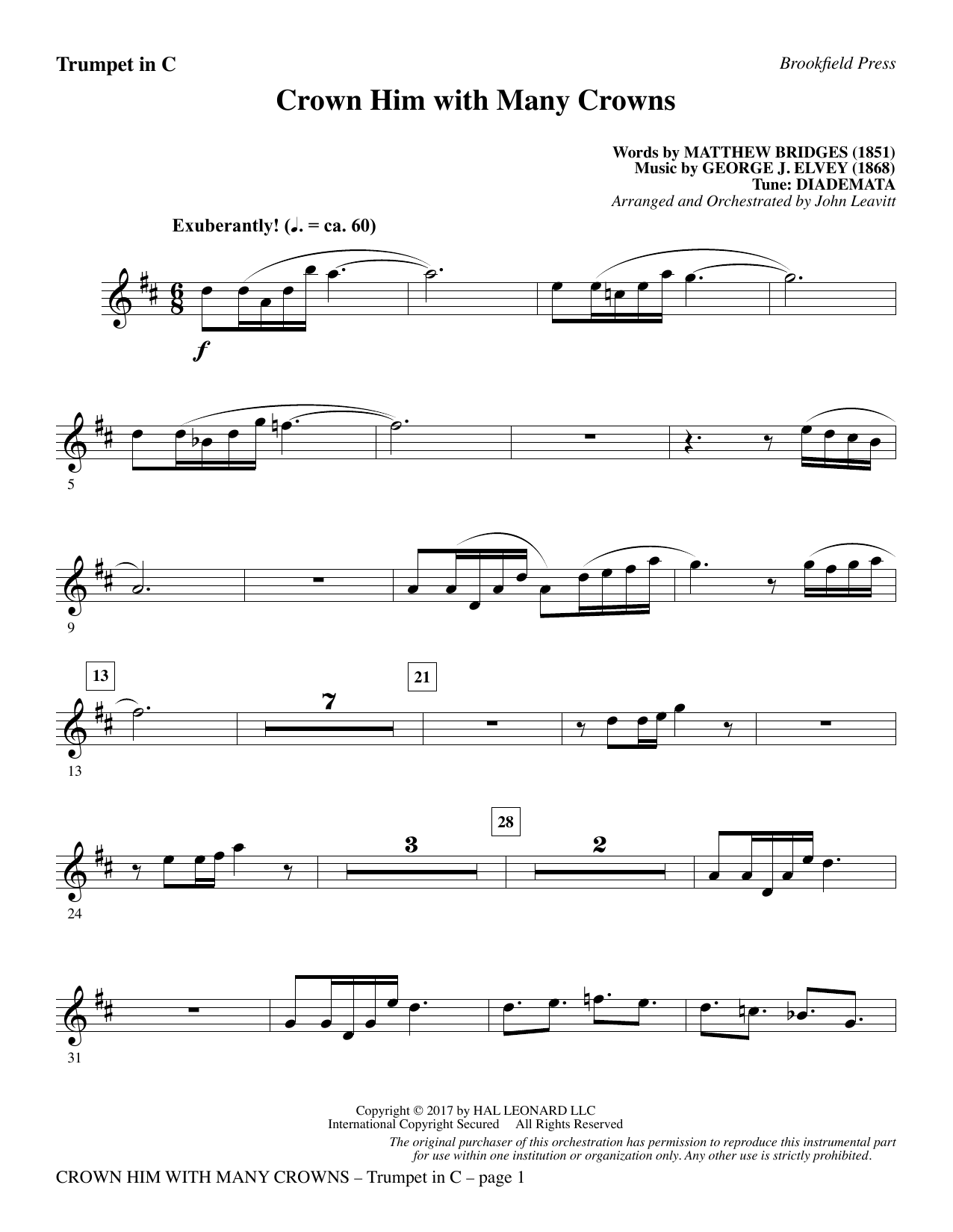 Crown Him with Many Crowns – Trumpet in C Crown Him with Many Crowns – Trumpet in C