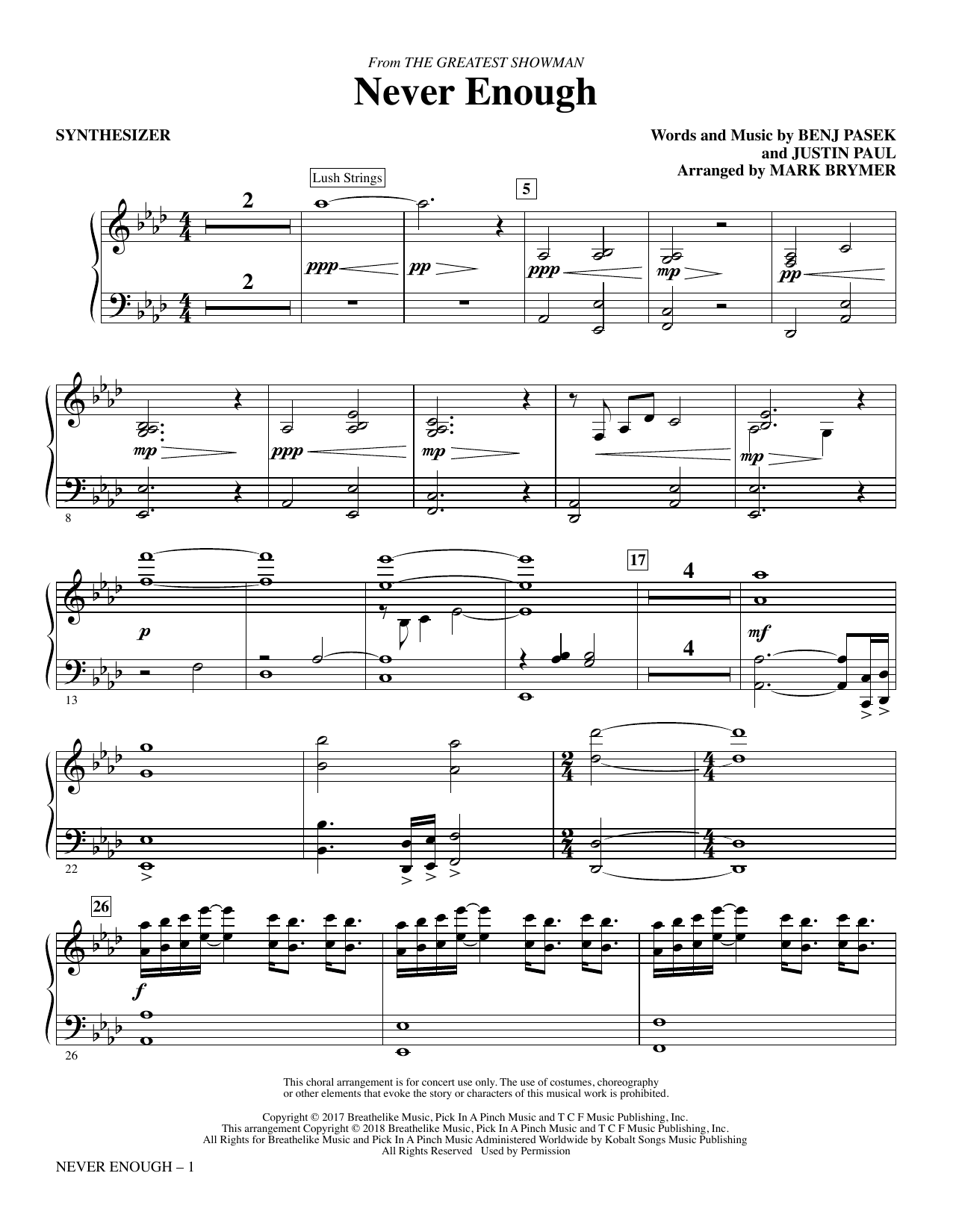 Never Enough (arr. Mark Brymer) – Synthesizer Never Enough (arr. Mark Brymer) – Synthesizer