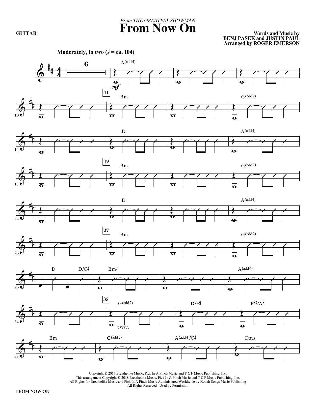 From Now On (from The Greatest Showman) (arr. Roger Emerson) – Guitar From Now On (from The Greatest Showman) (arr. Roger Emerson) – Guitar