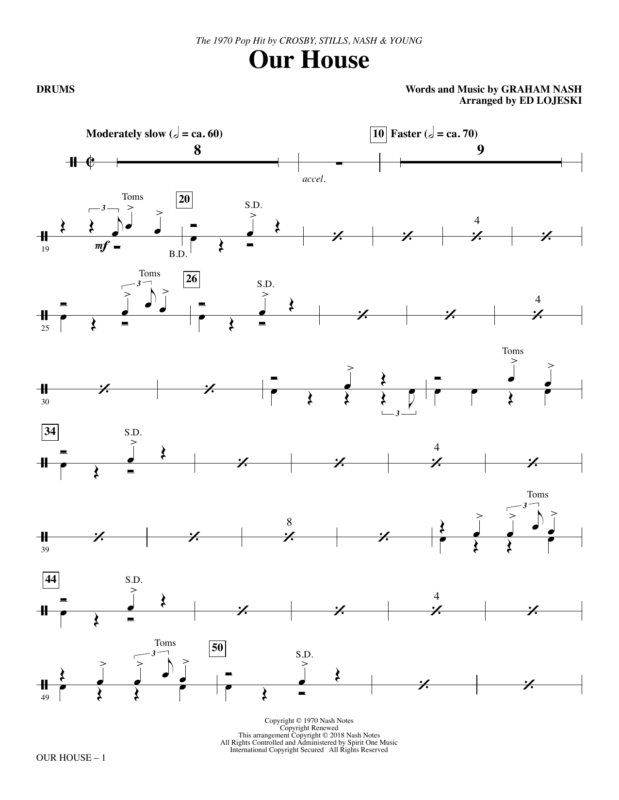 Our House (arr. Ed Lojeski) – Drums Our House (arr. Ed Lojeski) – Drums