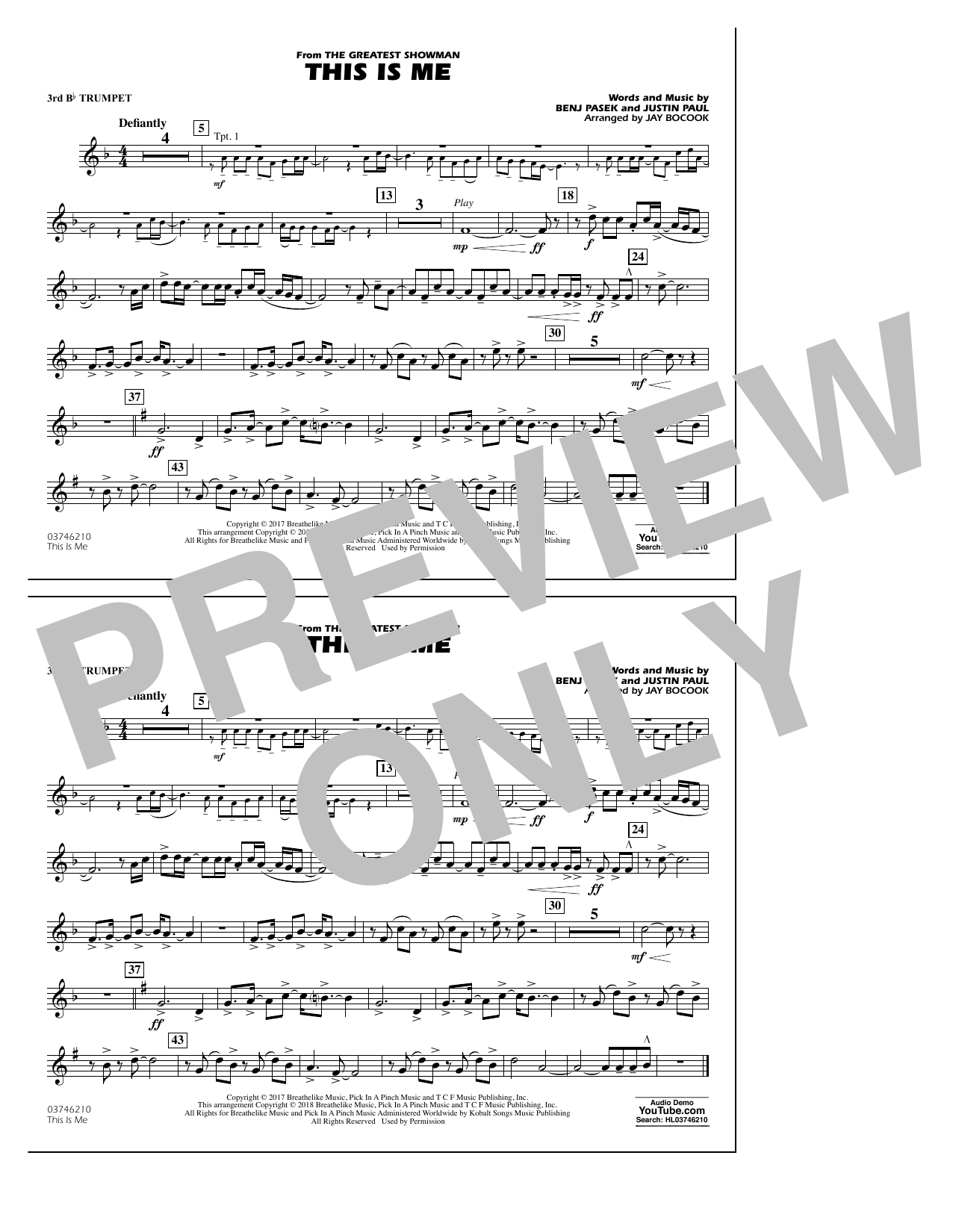 This Is Me (from The Greatest Showman) – 3rd Bb Trumpet This Is Me (from The Greatest Showman) – 3rd Bb Trumpet
