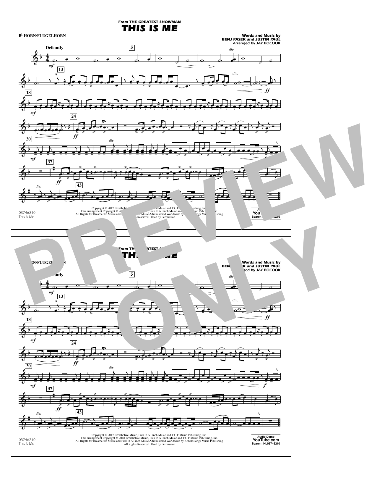 This Is Me (from The Greatest Showman) – Bb Horn/Flugelhorn This Is Me (from The Greatest Showman) – Bb Horn/Flugelhorn