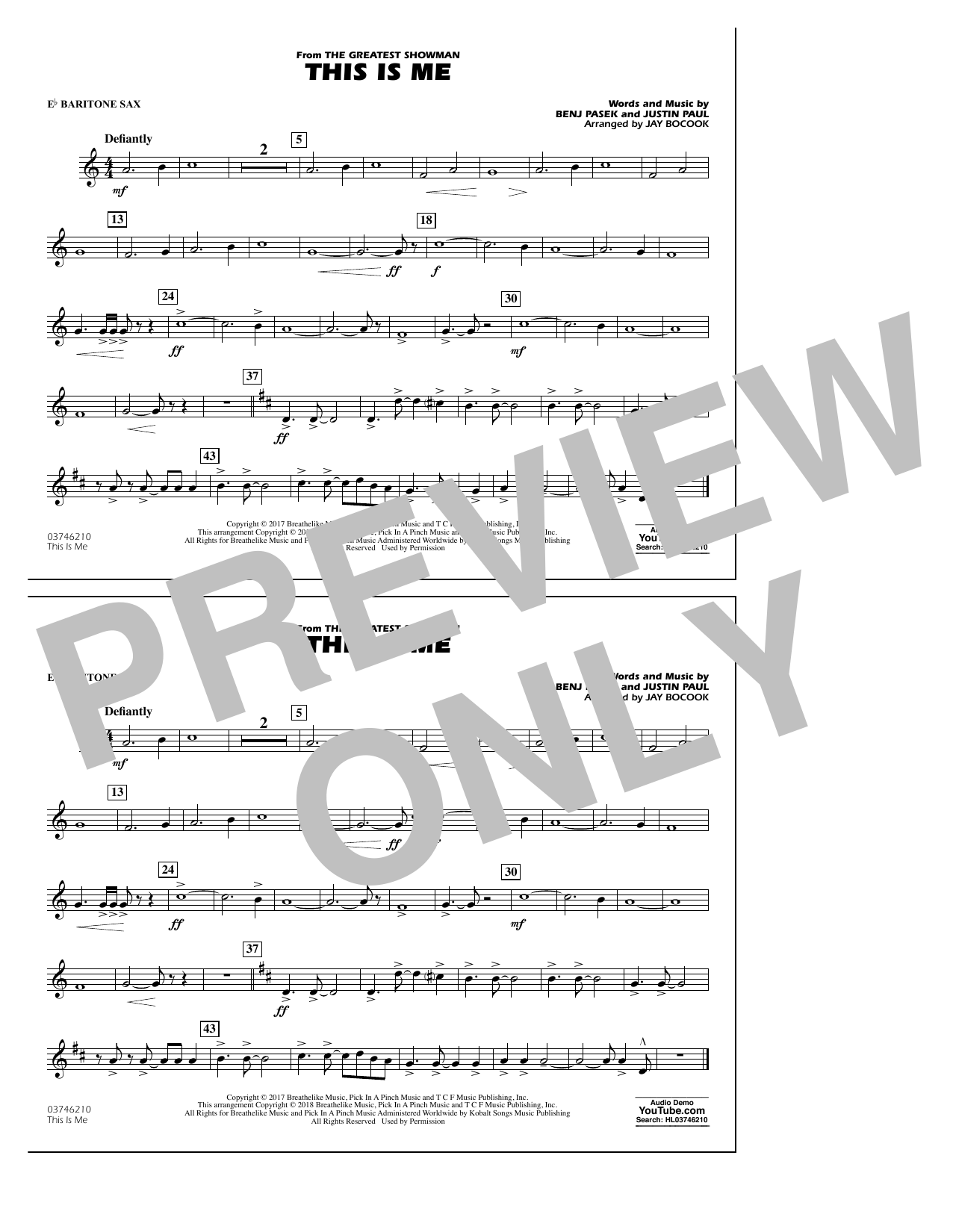 This Is Me (from The Greatest Showman) – Eb Baritone Sax This Is Me (from The Greatest Showman) – Eb Baritone Sax