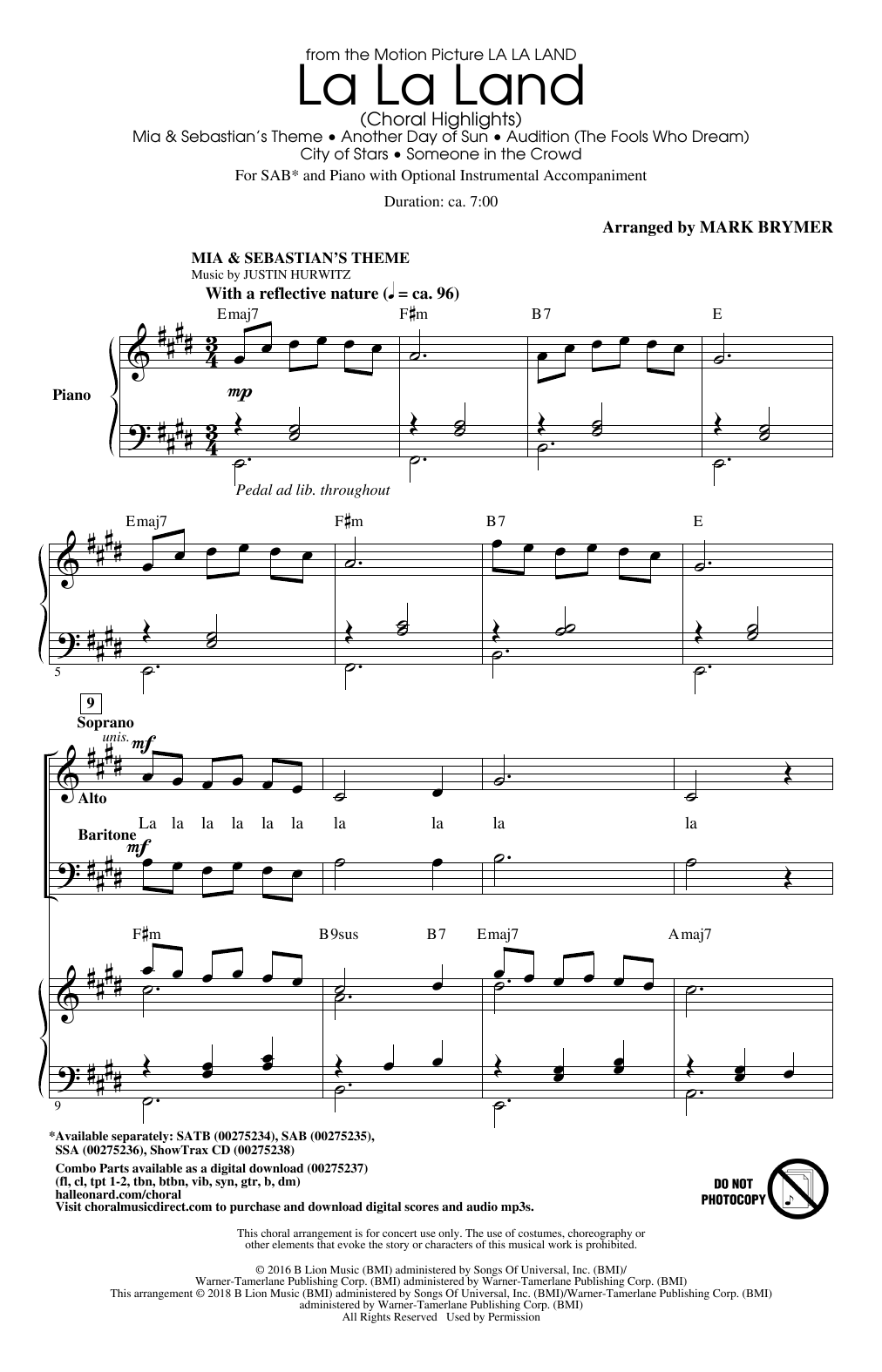 La La Land: Choral Highlights (arr. Mark Brymer) La La Land: Choral Highlights (arr. Mark Brymer)