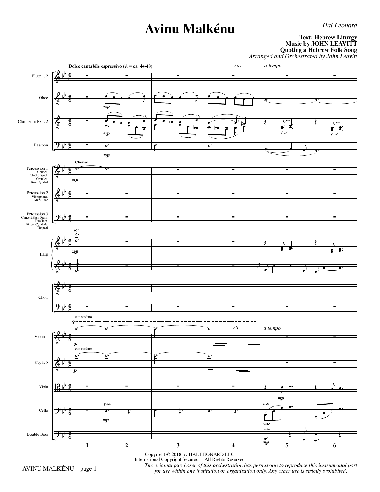 Avinu Malkénu – Full Score Avinu Malkénu – Full Score