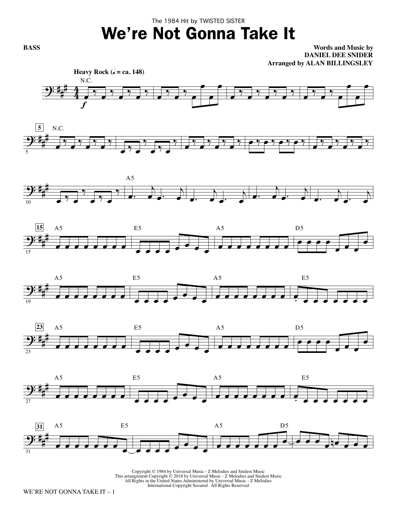 We’re Not Gonna Take It – Bass We’re Not Gonna Take It – Bass