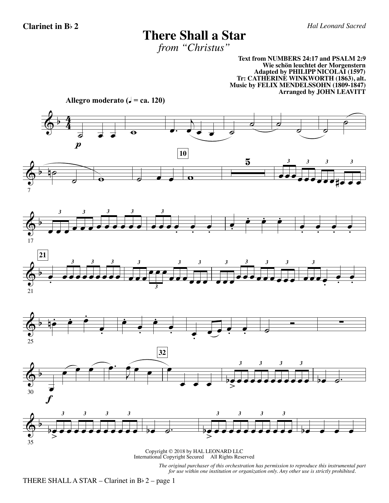 There Shall a Star (arr. John Leavitt) – Bb Clarinet 2 There Shall a Star (arr. John Leavitt) – Bb Clarinet 2