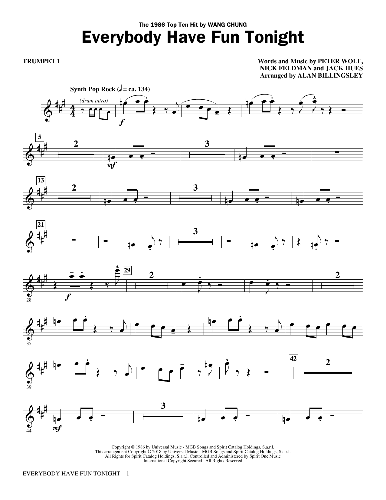 Everybody Have Fun Tonight (arr. Alan Billingsley) – Trumpet 1 Everybody Have Fun Tonight (arr. Alan Billingsley) – Trumpet 1