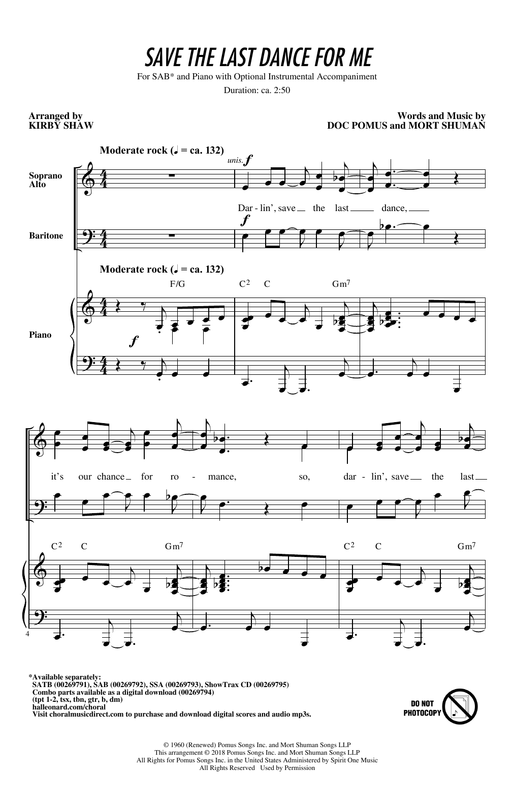 Save The Last Dance For Me (arr. Kirby Shaw)
