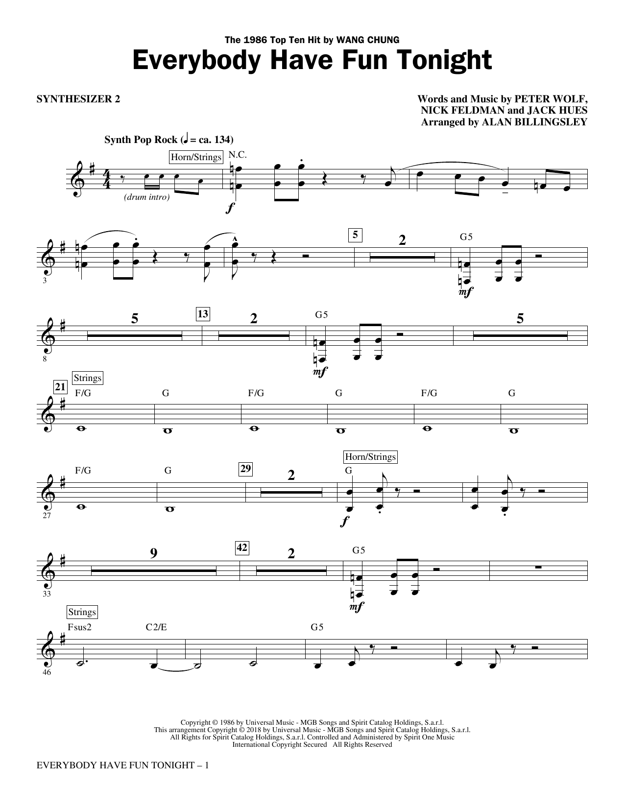 Everybody Have Fun Tonight (arr. Alan Billingsley) – Synthesizer II Everybody Have Fun Tonight (arr. Alan Billingsley) – Synthesizer II