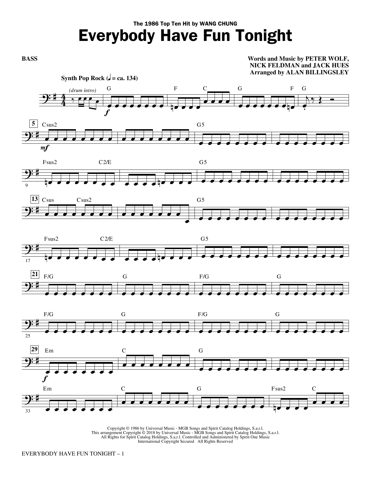 Everybody Have Fun Tonight (arr. Alan Billingsley) – Bass Everybody Have Fun Tonight (arr. Alan Billingsley) – Bass