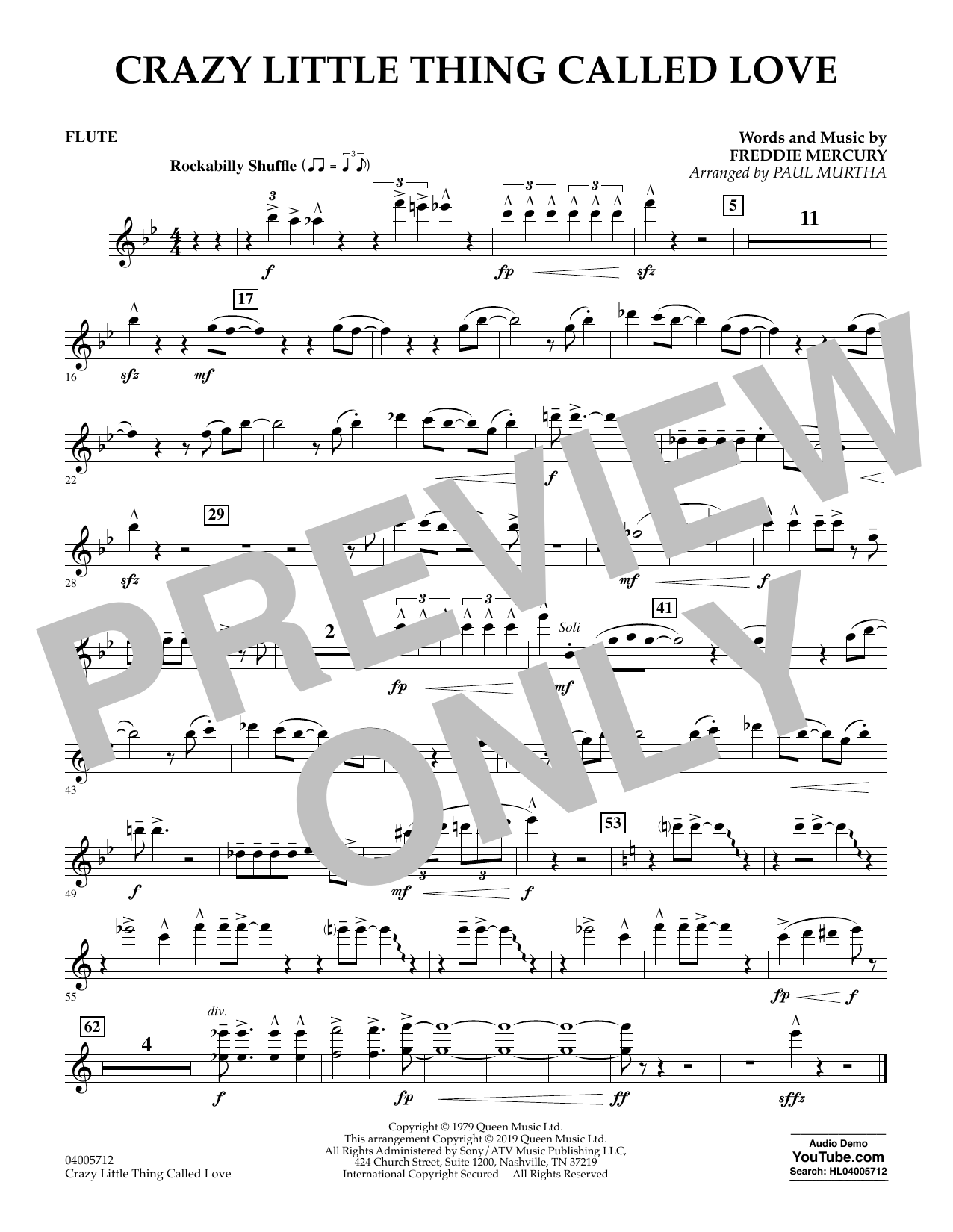Crazy Little Thing Called Love (arr. Paul Murtha) – Flute Crazy Little Thing Called Love (arr. Paul Murtha) – Flute